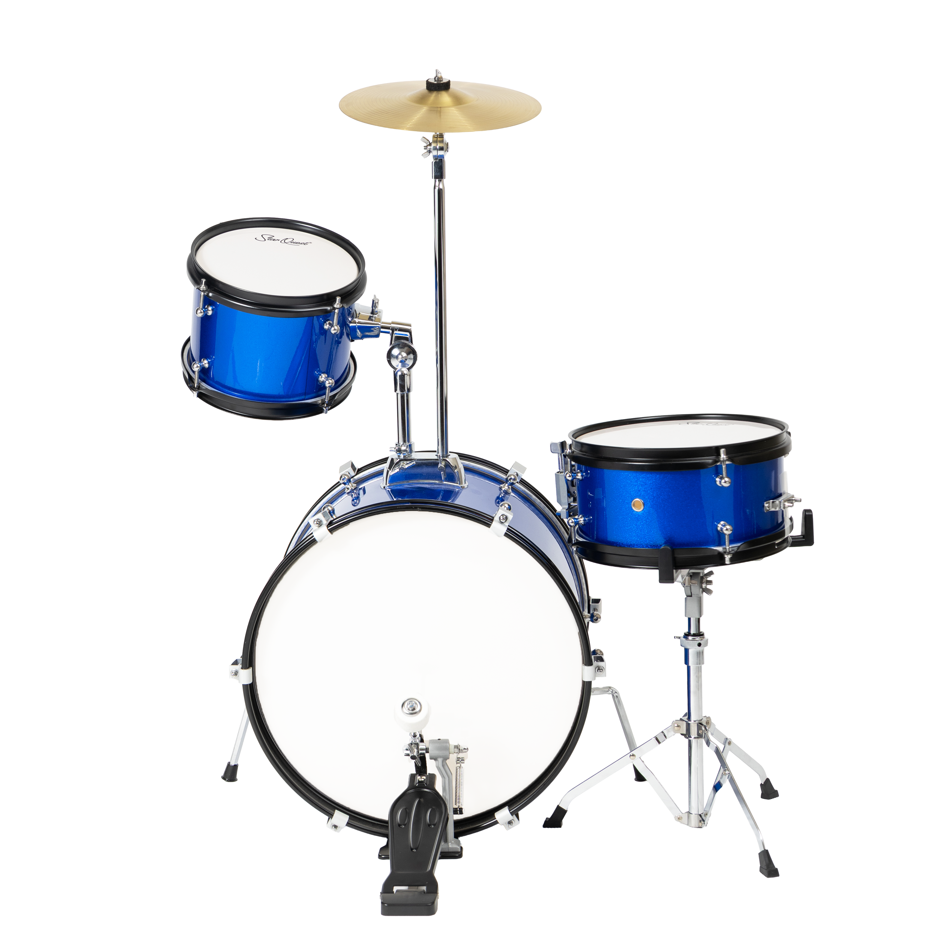 Alt View 9. StarQuest - StarQuest Junior 3-Piece Drum Set – Premium Metallic Blue Finish with Bass, Snare, Tom and Crash Cymbal – Perfect for - "NA".