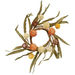 BreeBe - Fall Mix Thistle Berries & Leaves Candle Ring - 3.5" - Multicolor
