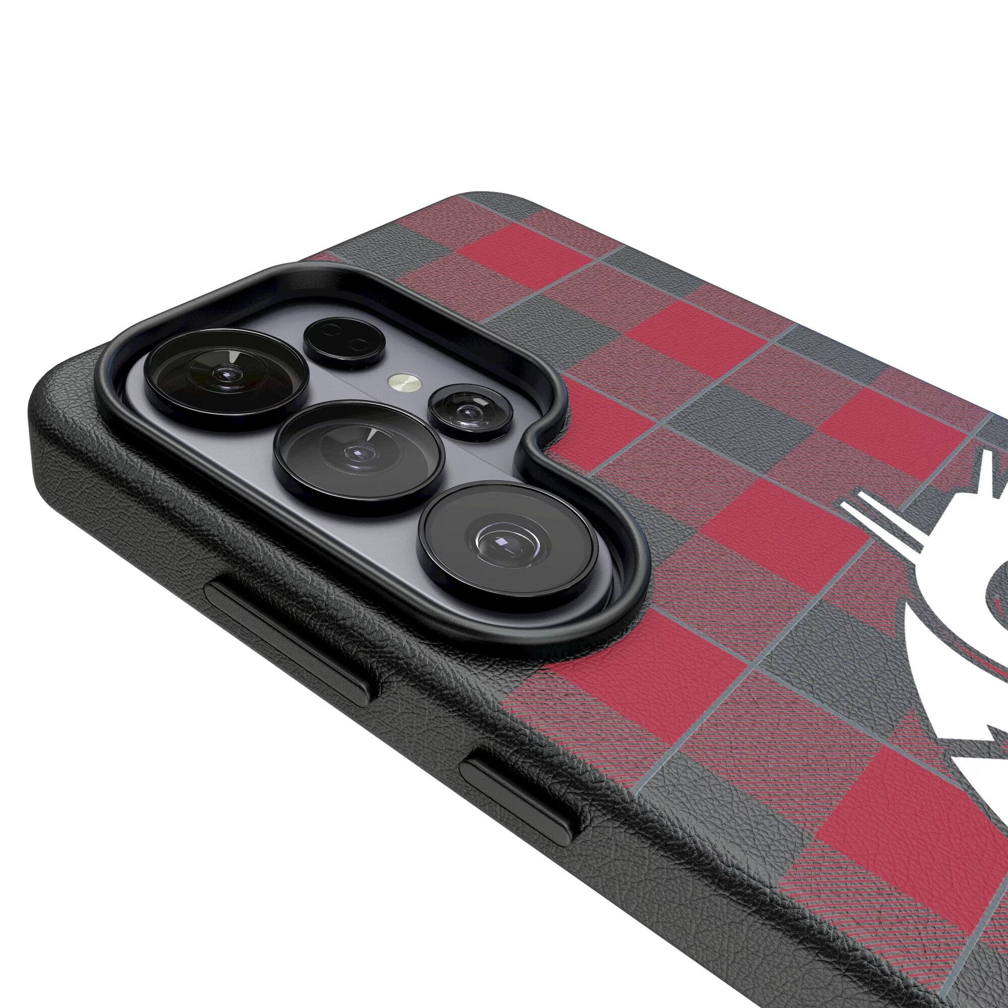 Alt View 2. Keyscaper - Washington State Cougars Plaid Galaxy Magnetic Bump Case - S26 - Black.