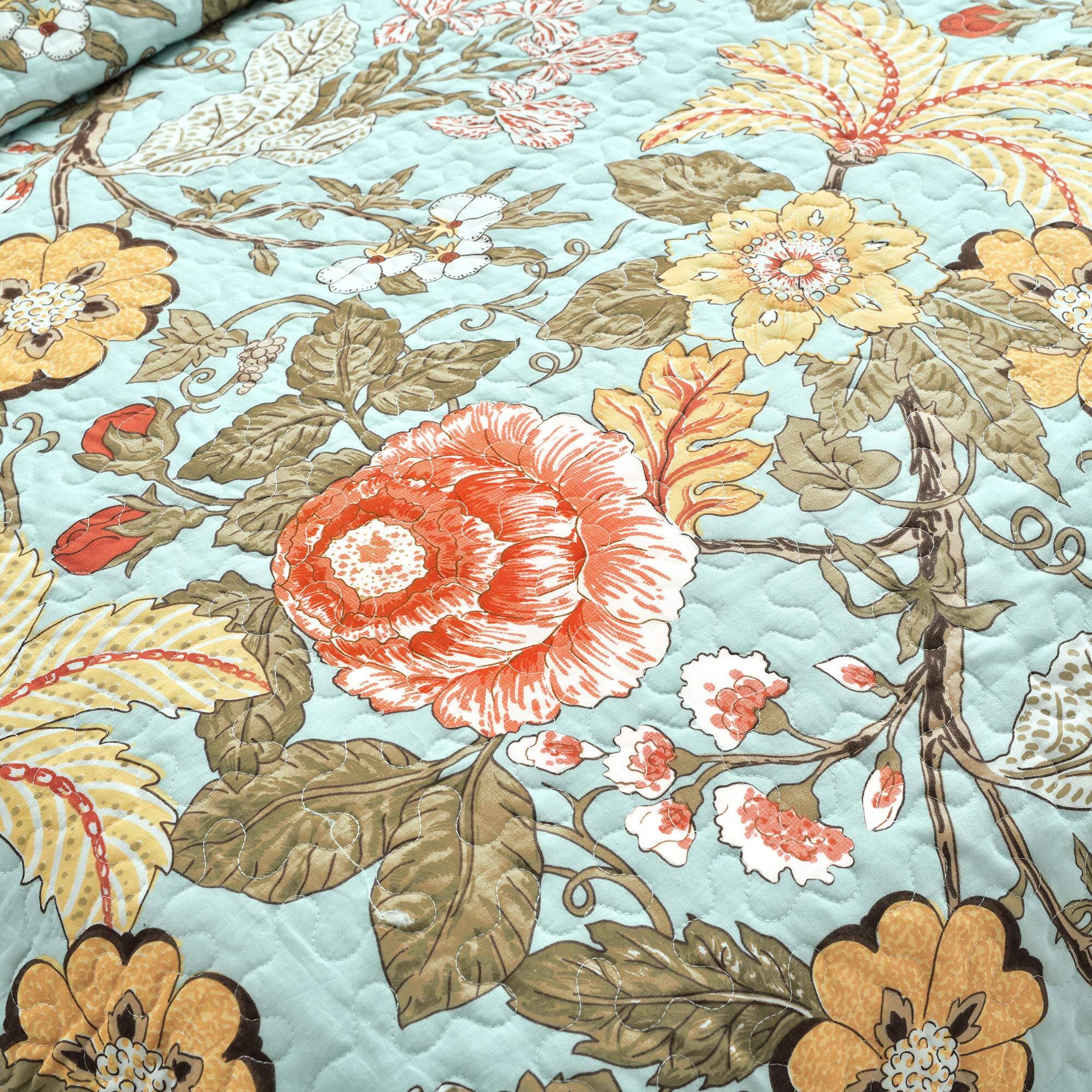 Alt View 4. Dapper Styles - Sydney Reversible Cotton Quilt Set King - Bedding Floral Cottage Size - Navy & White-Full/Queen.