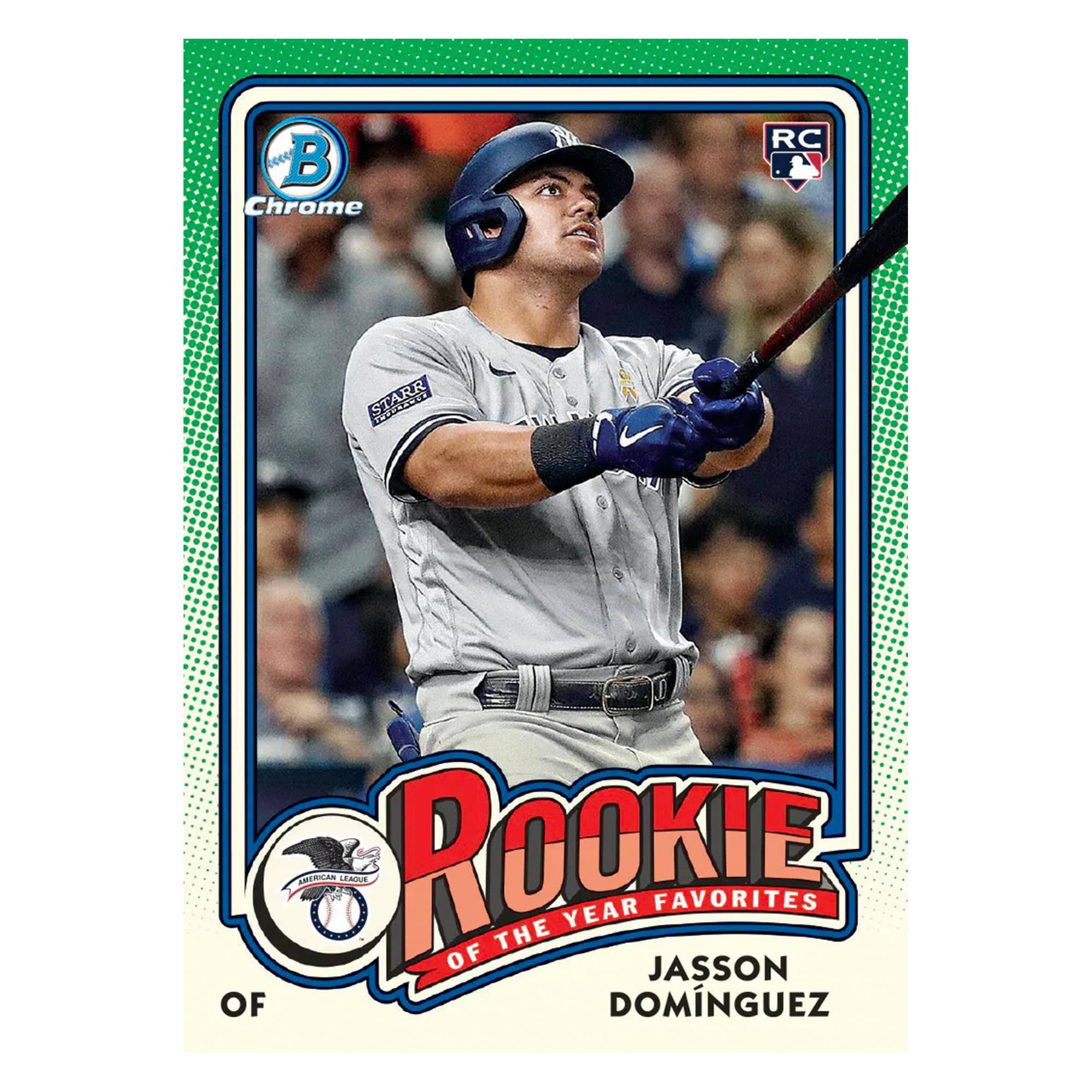 The text on the image is:

"Rookie of the Year Favorites
Jasson Dominguez"