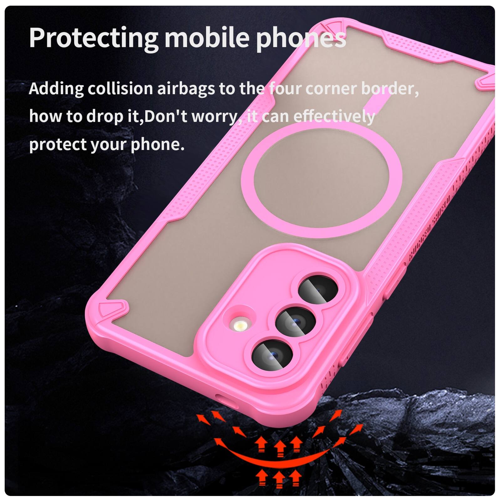 Protecting mobile phones

Adding collision airbags to the four corner border, how to drop it, Don't worry, it can effectively protect your phone.