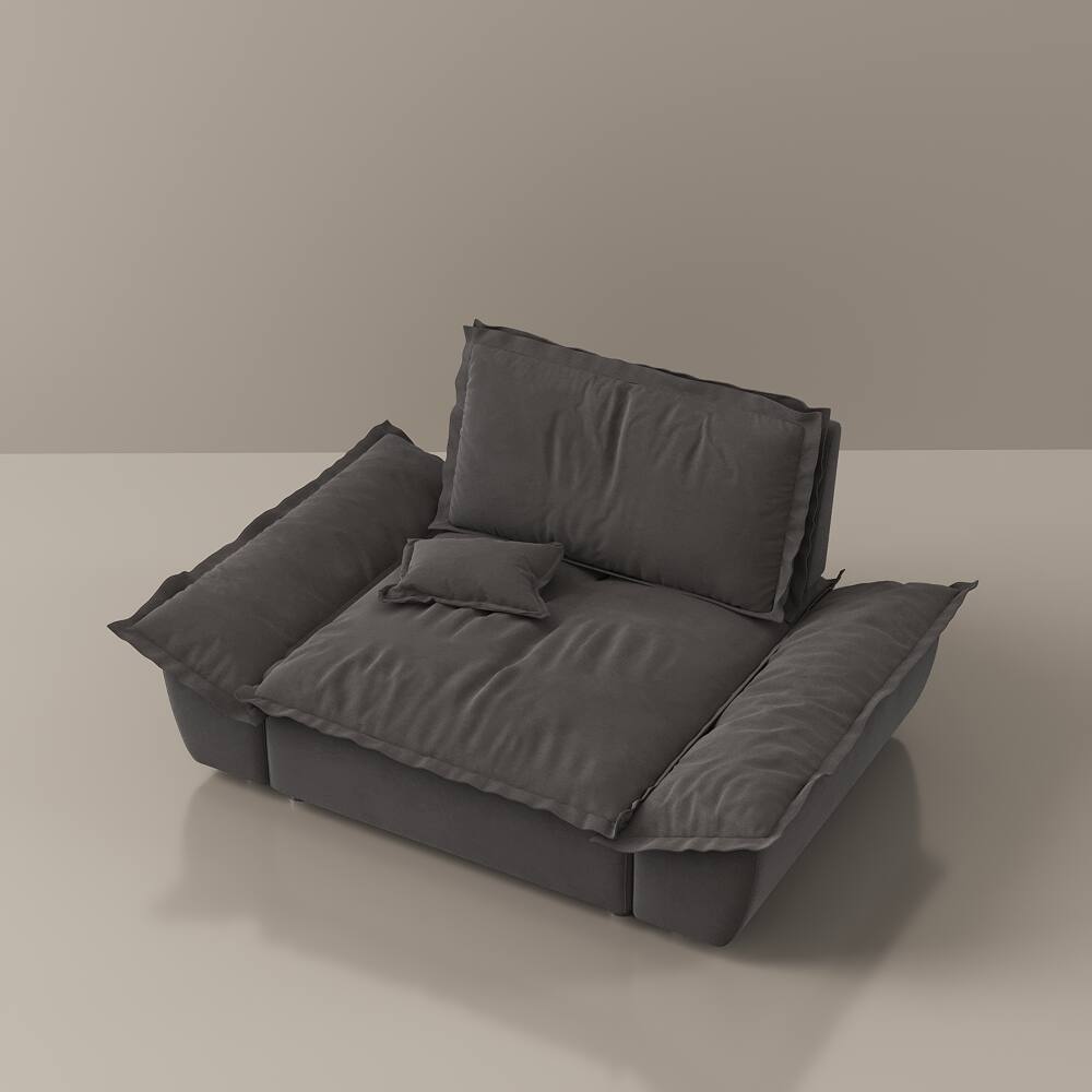 Alt View 8. POVISON - 63.39" Modern Gray Pet-Friendly Single Sofa Chair with Adjustable Backrest - Gray Suede Fabric.