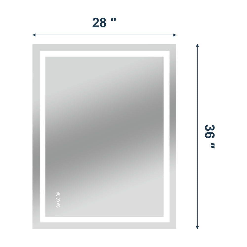 Angle. Kadyn - 28x36 Inch Vertical Frameless Rectangle LED Bathroom Mirror for Wall Mount.