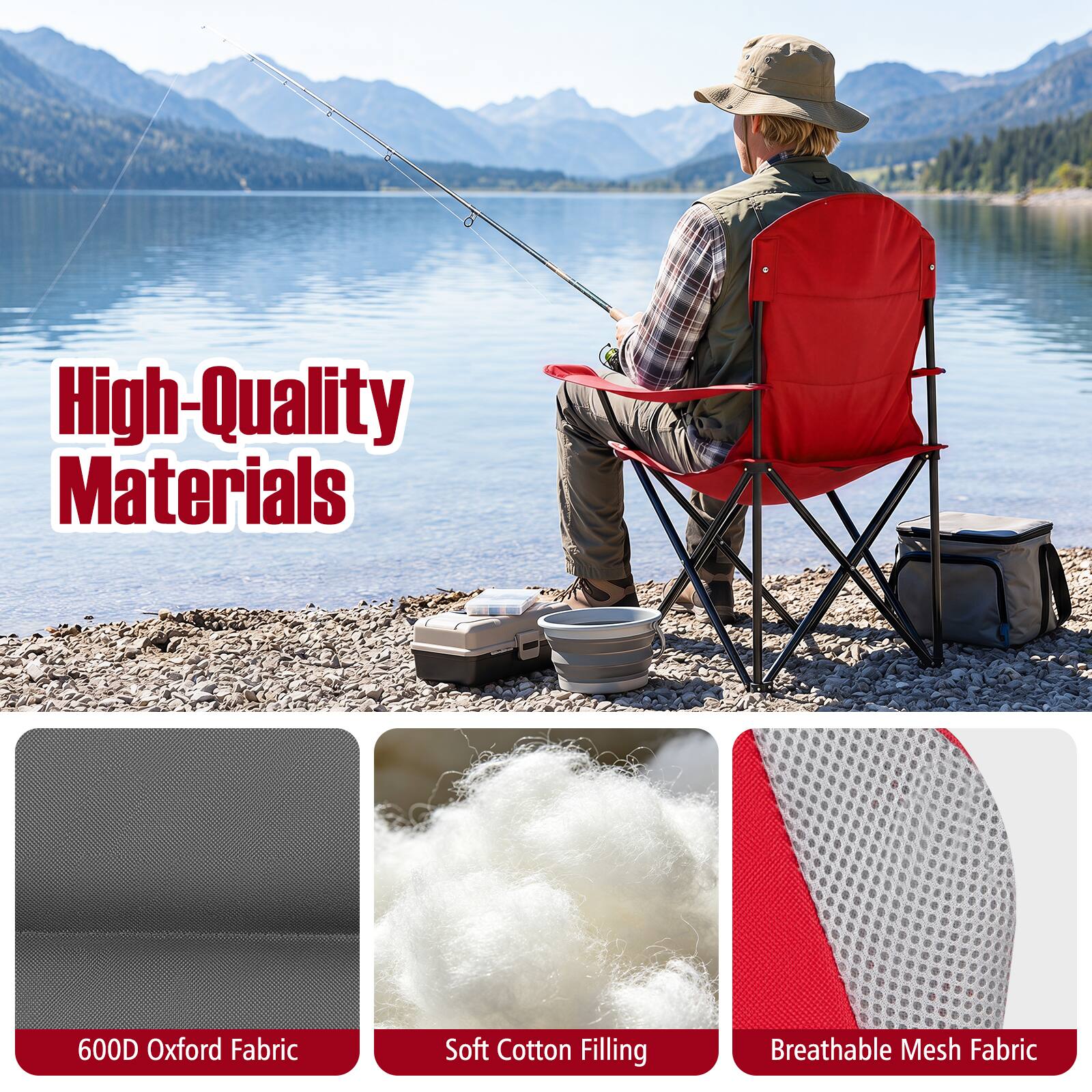 High-Quality Materials

- 600D Oxford Fabric
- Soft Cotton Filling
- Breathable Mesh Fabric