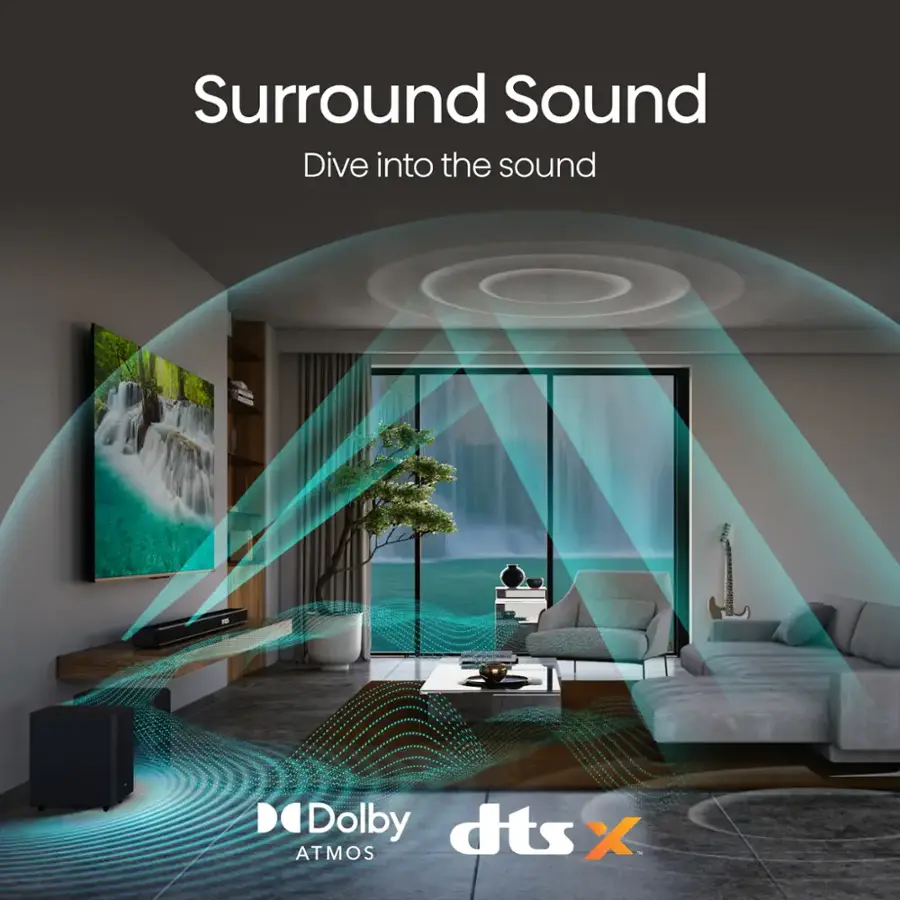 Surround Sound Dive into the sound with Dolby dts X ATMOS.