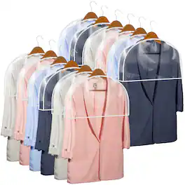 DORLUKFU - Vinyl Shoulder Covers Closet Suit Protects Storage Home Decor Set of 12, 12"H x 22"W x 2"D - Clear