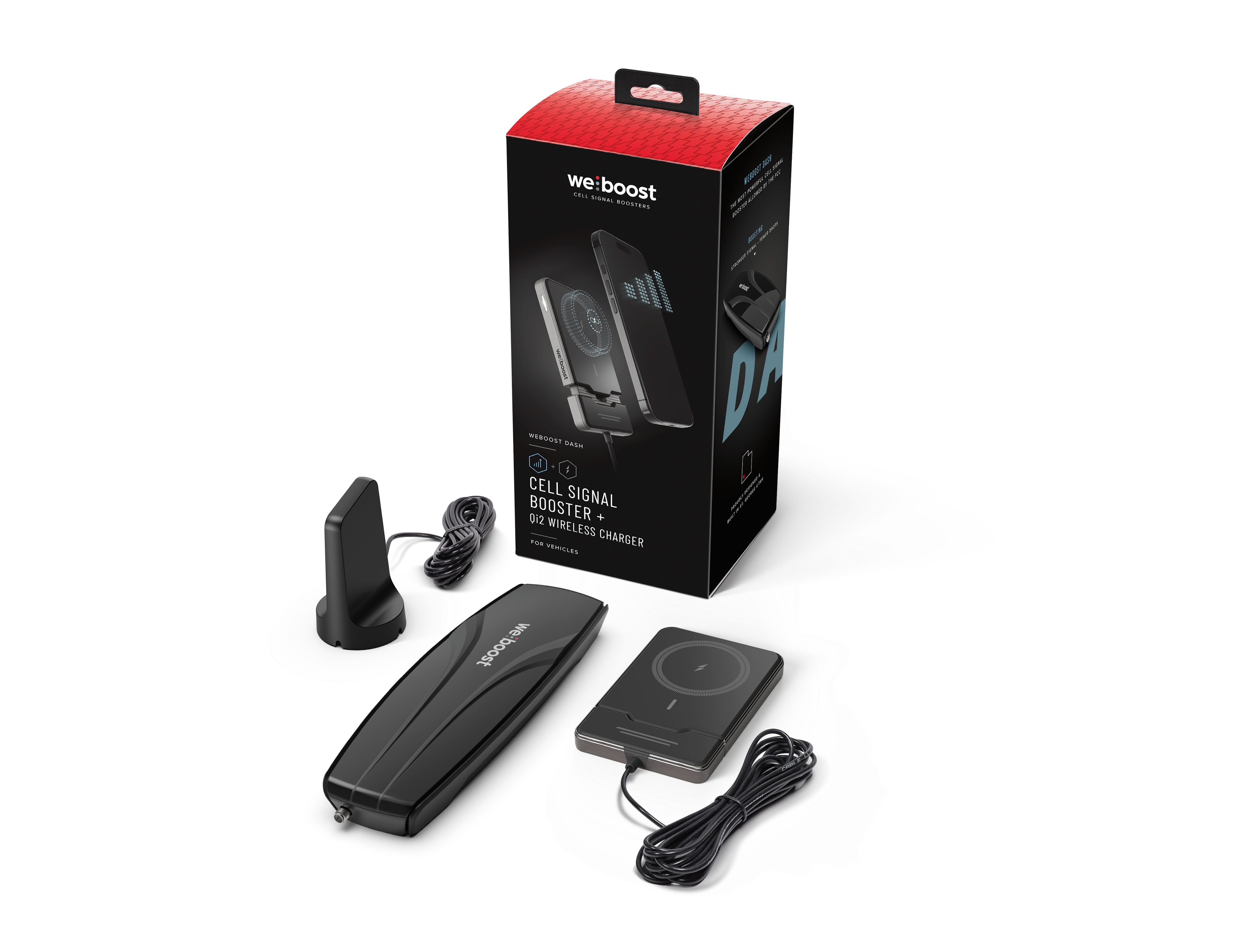 weBoost - Dash Cell Phone Signal Booster with Qi2/MagSafe Compatible Wireless Charger - Black