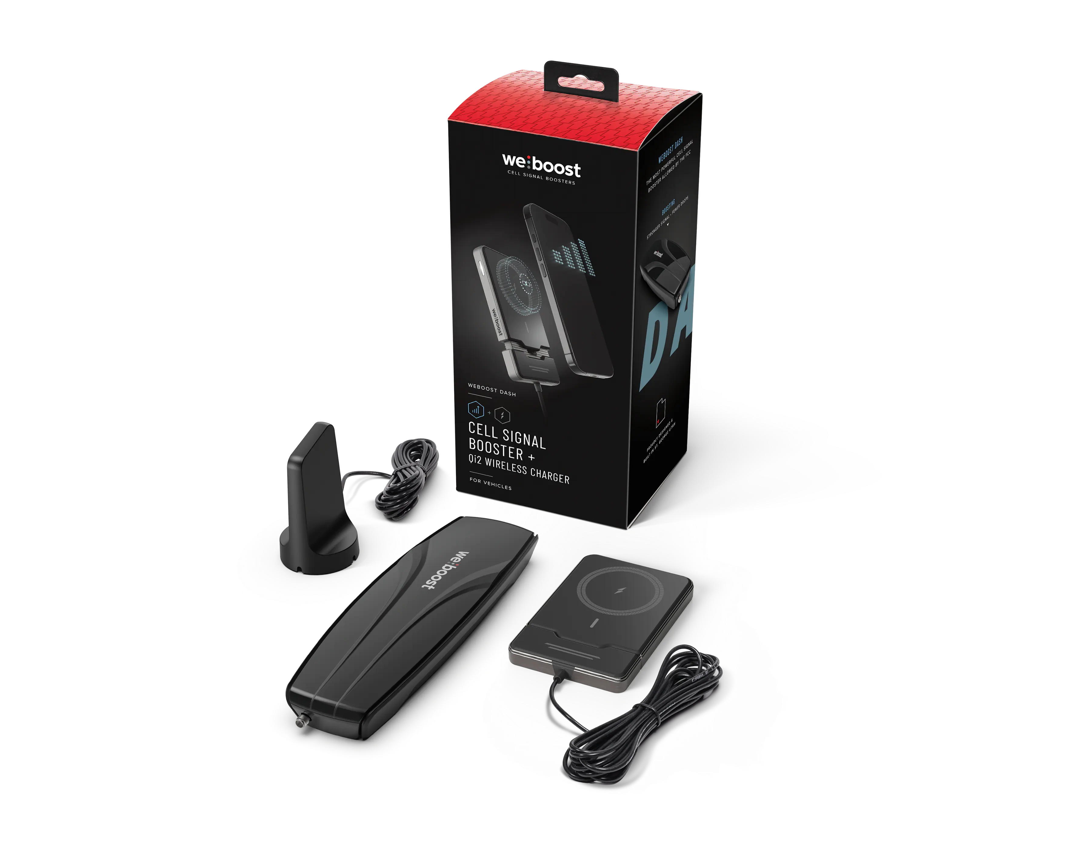 we:boost  
CELL SIGNAL BOOSTER + WIRELESS CHARGER  
FOR VEHICLES  
WEBOST DASH
