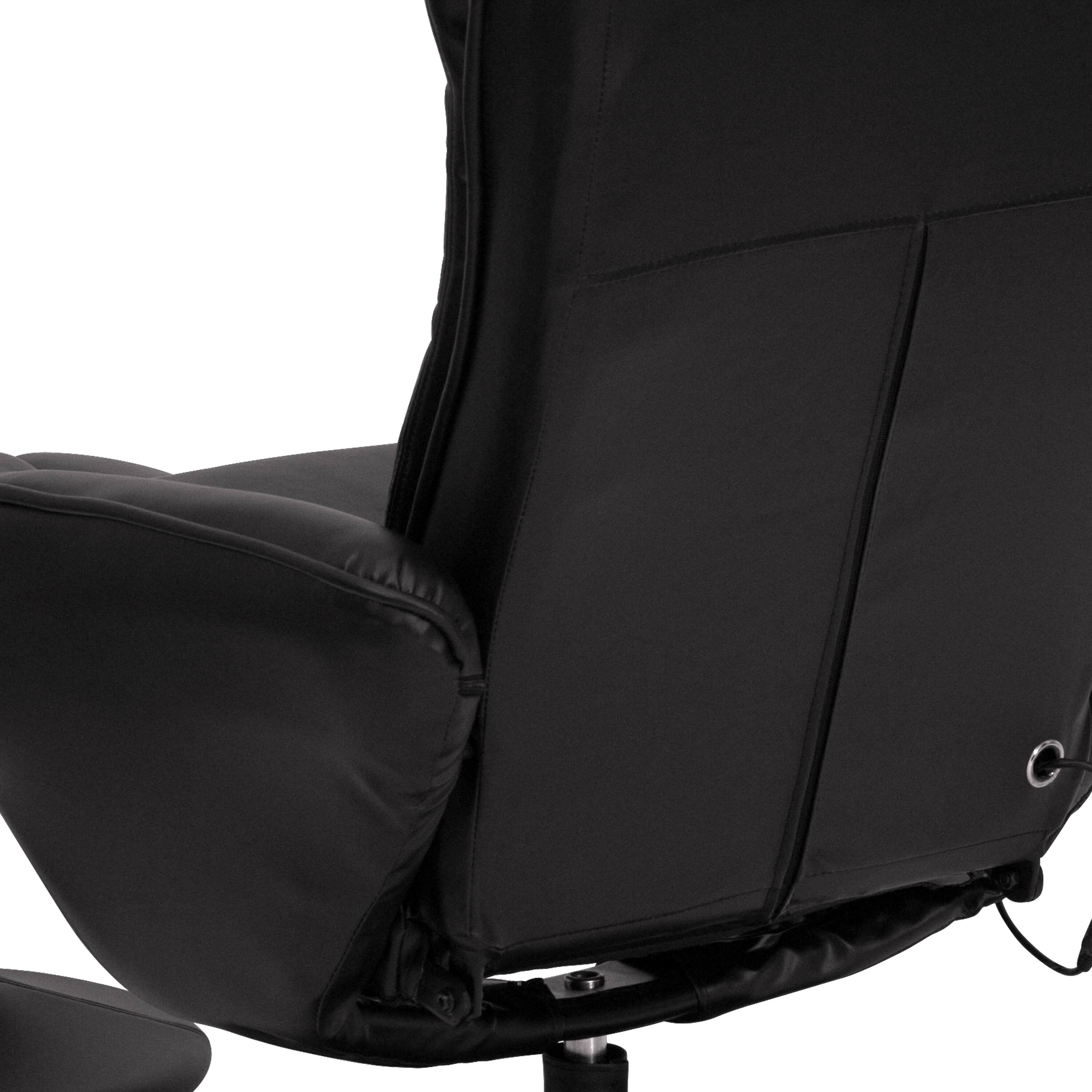 Alt View 8. Emma + Oliver - Massaging Multi-Position Plush Recliner with Side Pocket and Ottoman - Black.