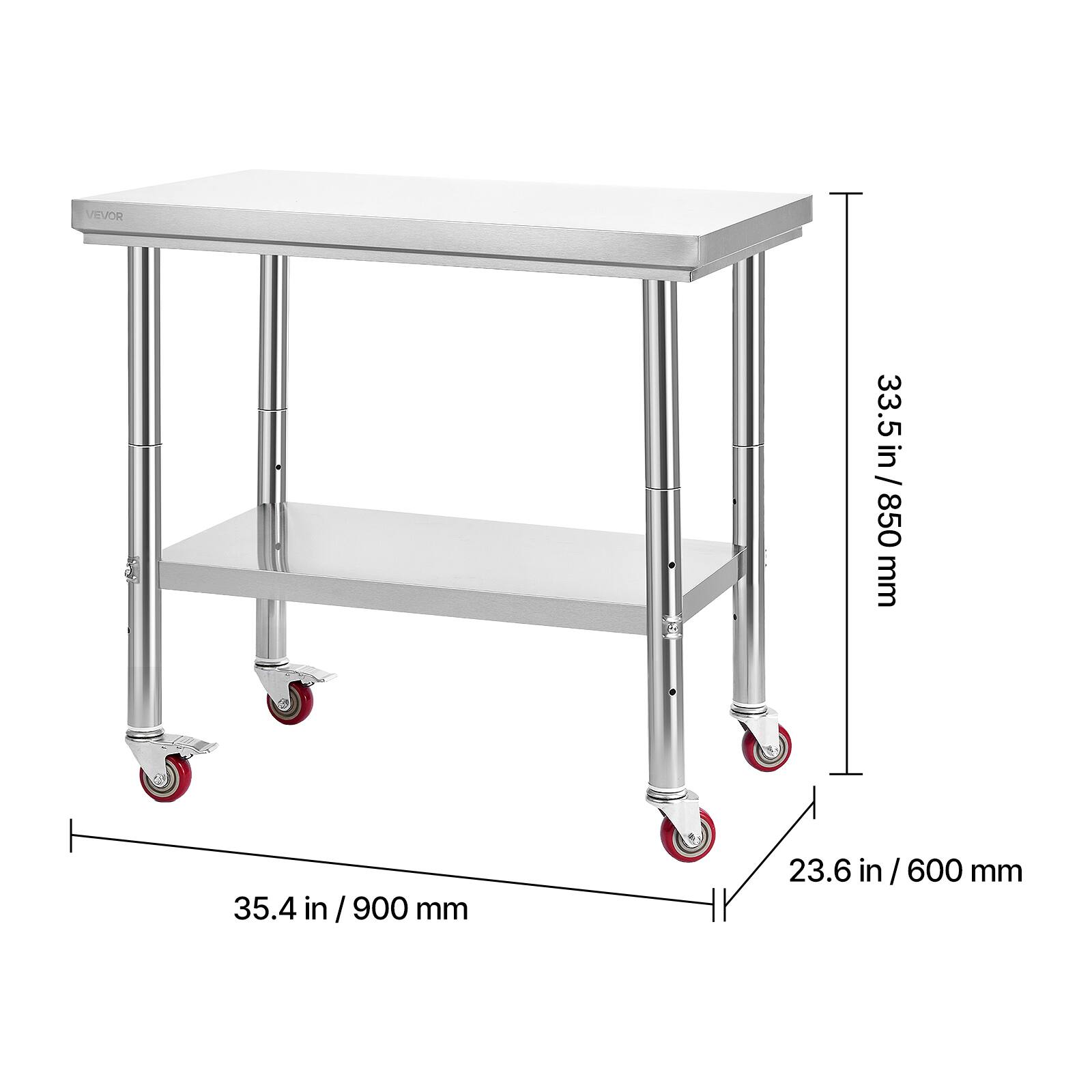 VEVOR  
33.5 in / 850 mm  
35.4 in / 900 mm  
23.6 in / 600 mm