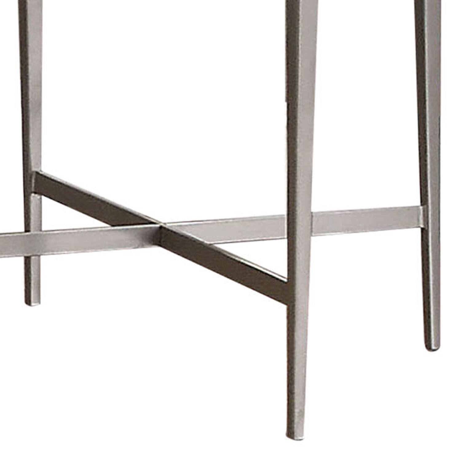 Alt View 1. Manhattan Lane - Round Glass Top Metal End Table with Sleek Tapered Legs - Silver.