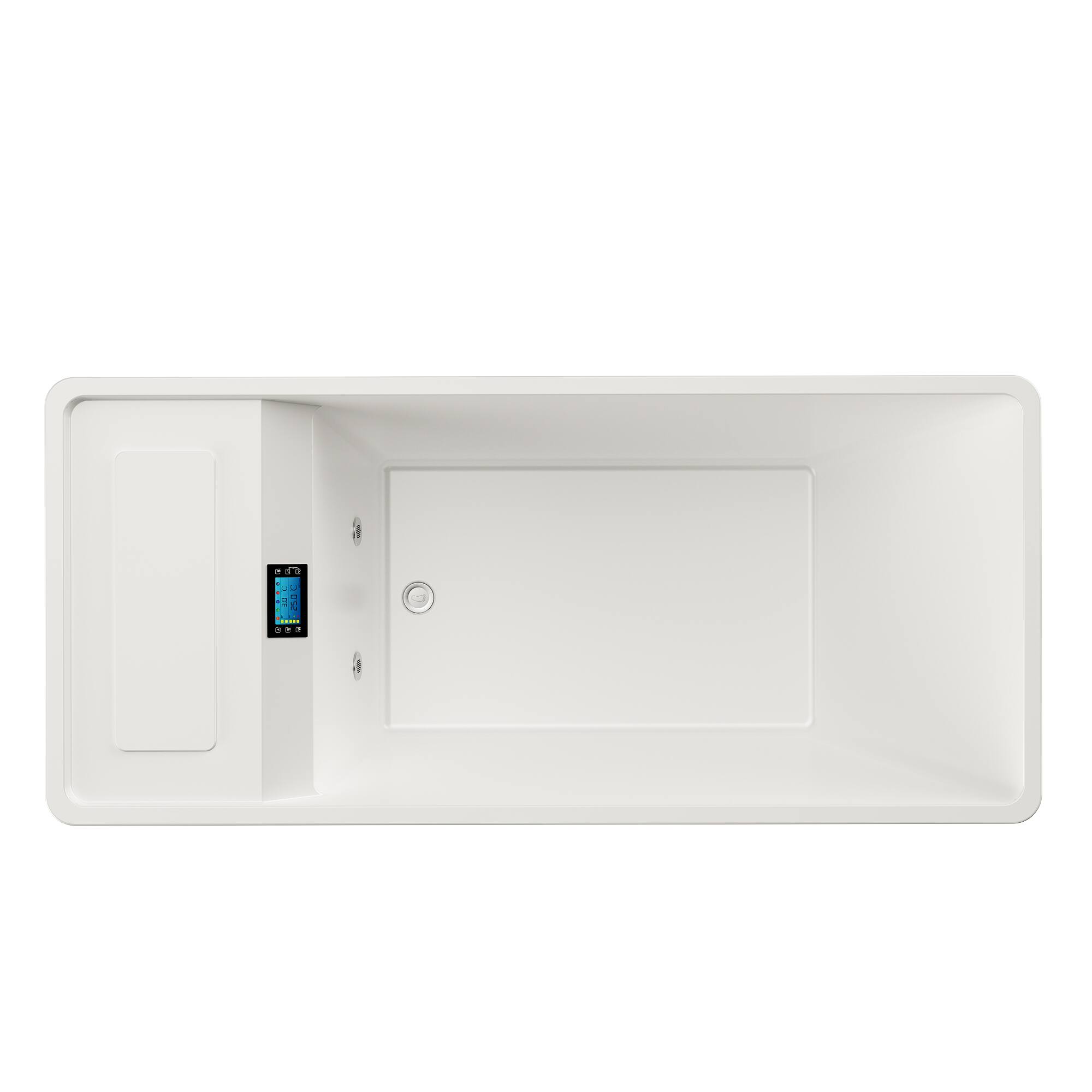 Back. Empava - All-in-one 78 in. x 31 in. Cold Plunge Bathtub Ice Bath W/ Right Drain - Ozone Sterilization - Chiller - Heater in White - White.