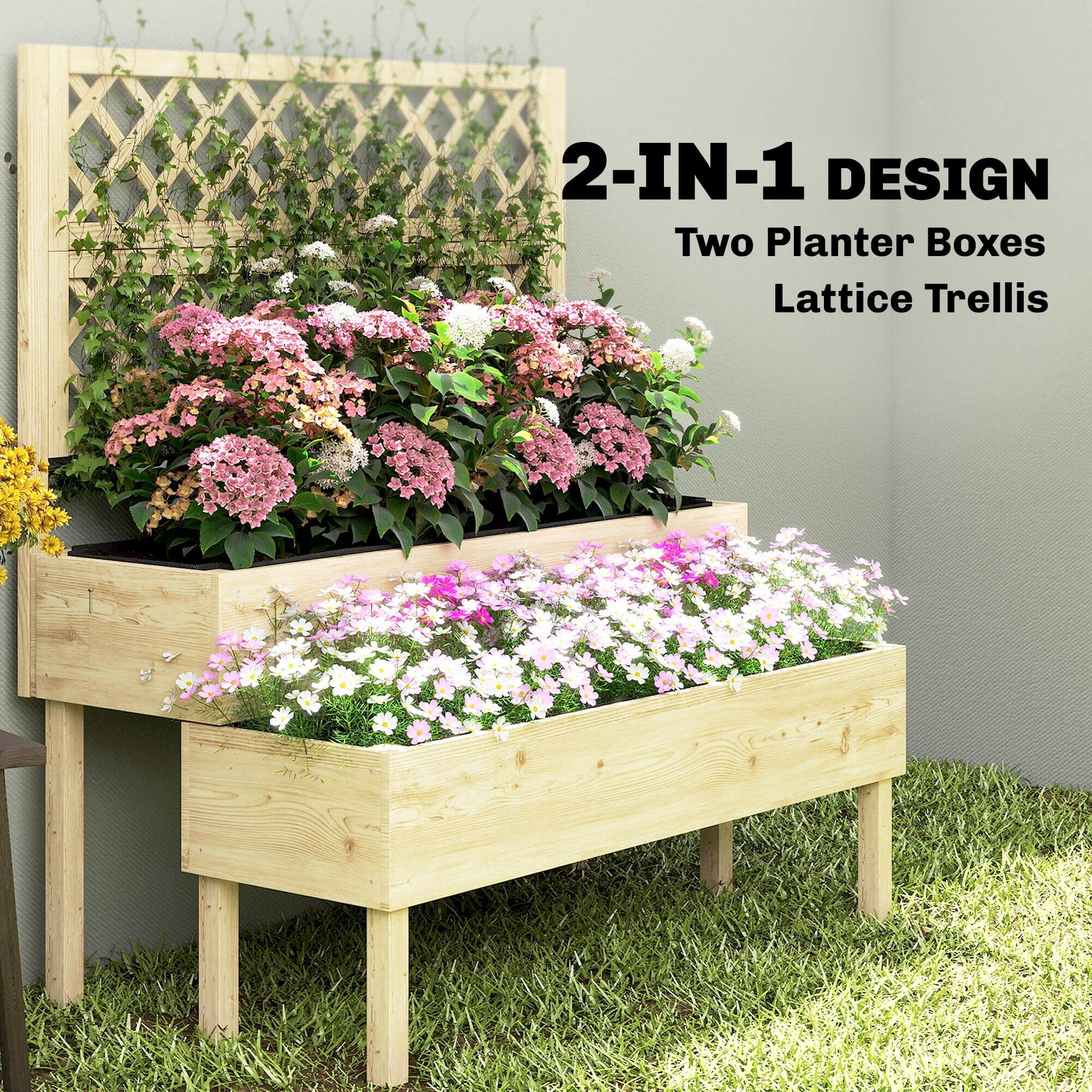 2-IN-1 DESIGN  
Two Planter Boxes  
Lattice Trellis