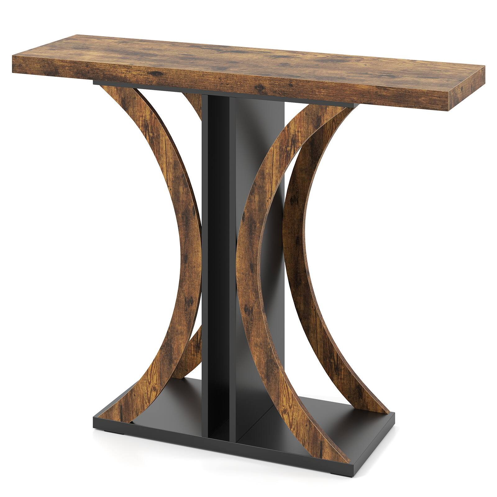 Alt View 9. Gymax - Gymax Console Table 40'' Rectangular Entryway Table w/Geometric Frame for Living Room Rustic Brown - Brown.
