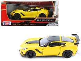 2019 Chevrolet Corvette ZR1 Yellow with Black Accents 1/24 Diecast Model Car by Motormax - Yellow, Black