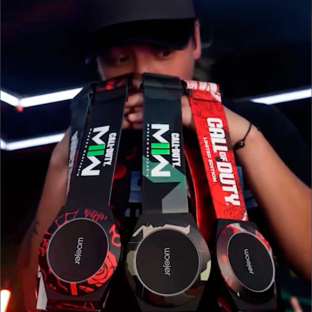 The text on the image is grouped and corrected as follows:
1. Call of Duty: Woojer MW Cali-Duty. Limited Edition.
2. Call of Duty: Woojer MW Cali-Duty. Limited Edition.
3. Call of Duty: Woojer MW Cali-Duty. Limited Edition.
4. Call of Duty: Woojer MW Cali-Duty. Limited Edition.