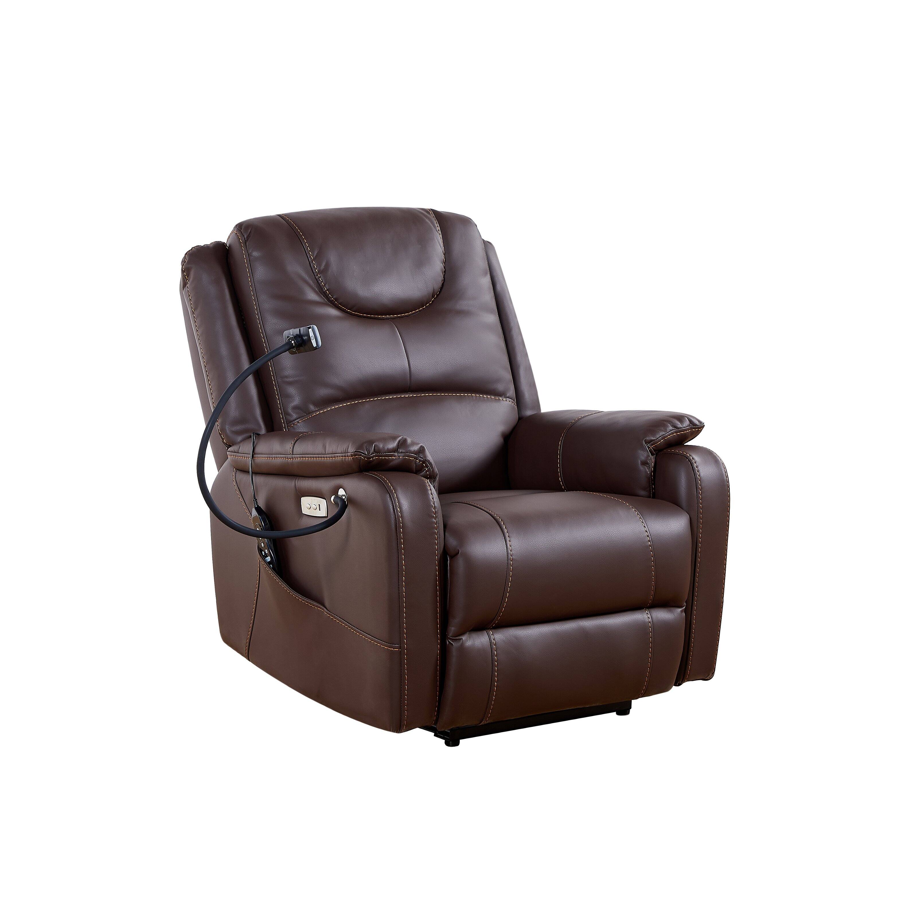 Angle. APRILSOUL - Liyasi Zero Gravity Power Recliner Massage Heating Phone Holder Side Pockets Usb Charge Ports - Brown.