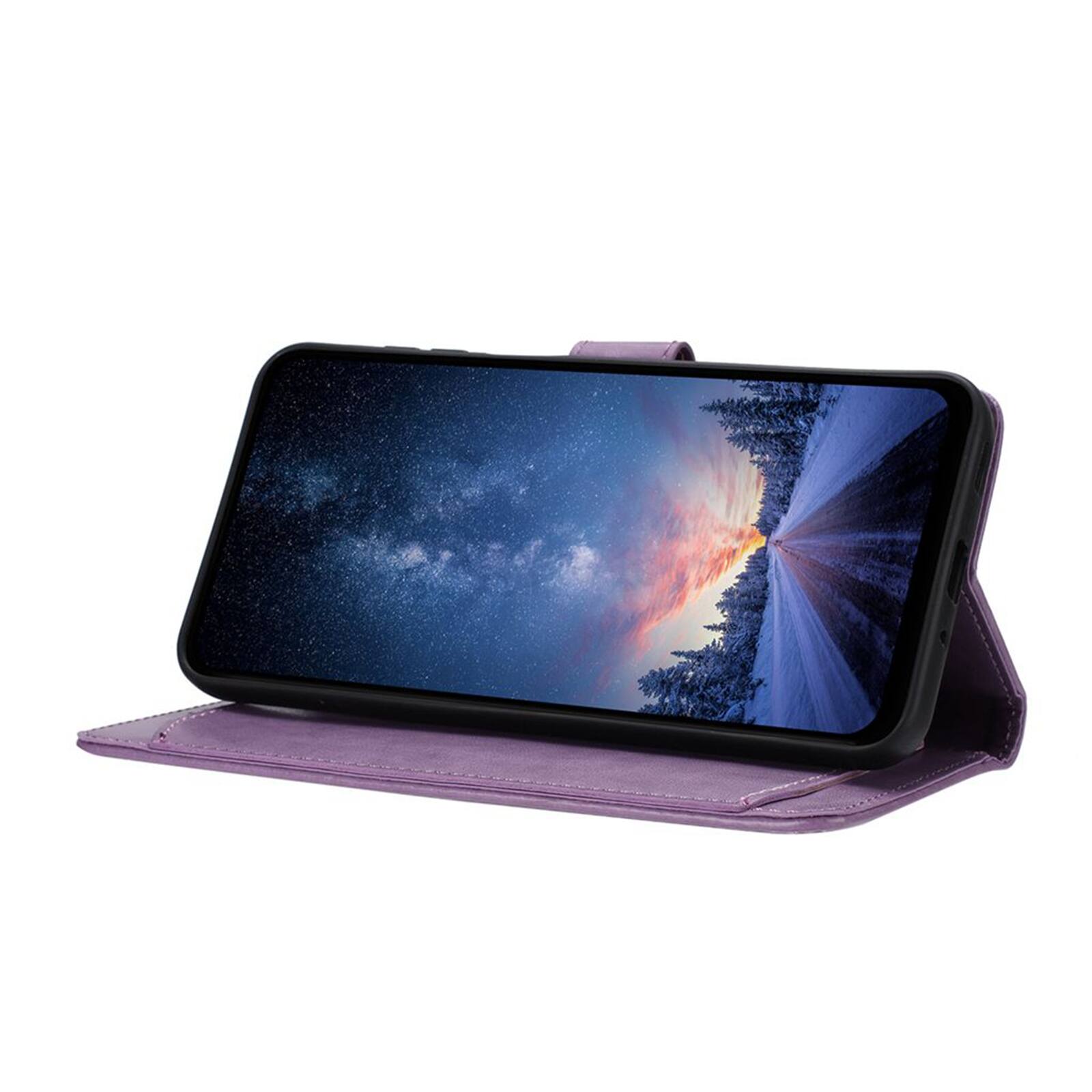 Back. Dteck - Dteck Wallet Folio Case for Apple iPhone 16e/17e, Shockproof Magnetic PU Leather Flip Card Slots Stand Case - Purple.