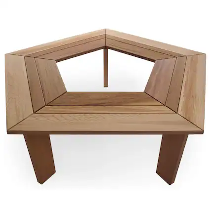 Front. All Things Cedar - All Things Cedar 52” Wood Tree Bench 5 Side Wrap Around Outdoor Seating, Natural - Natural.