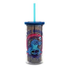 Silver Buffalo - Disney Lilo & Stitch "So Not Ordinary" 20-Ounce Carnival Cup With Lid and Straw - Blue