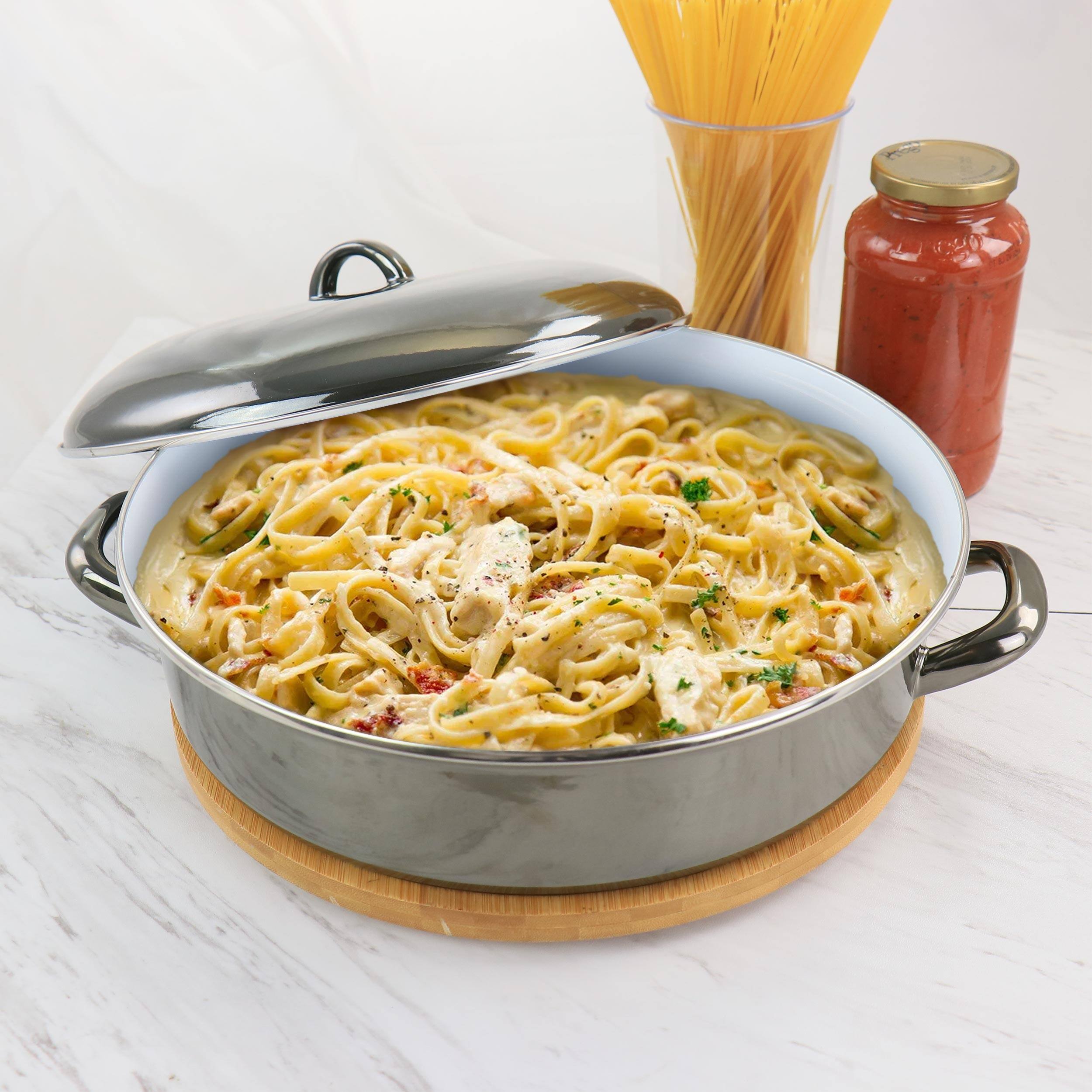 Alt View 7. Gibson - Gibson Home 5 Quart Gray Enamel on Steel Braiser Pan with Lid - Grey.