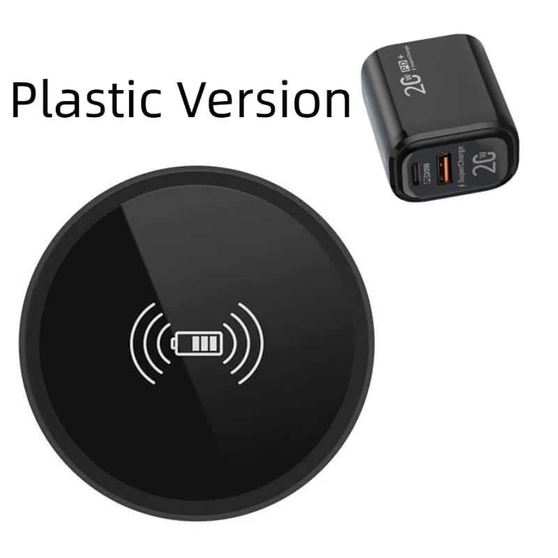 RISOKEYS - Embedded Wireless Charger - Desk Wireless Charger, QI Fast Charging, Integrated Cable, Aluminum Alloy Version - Black