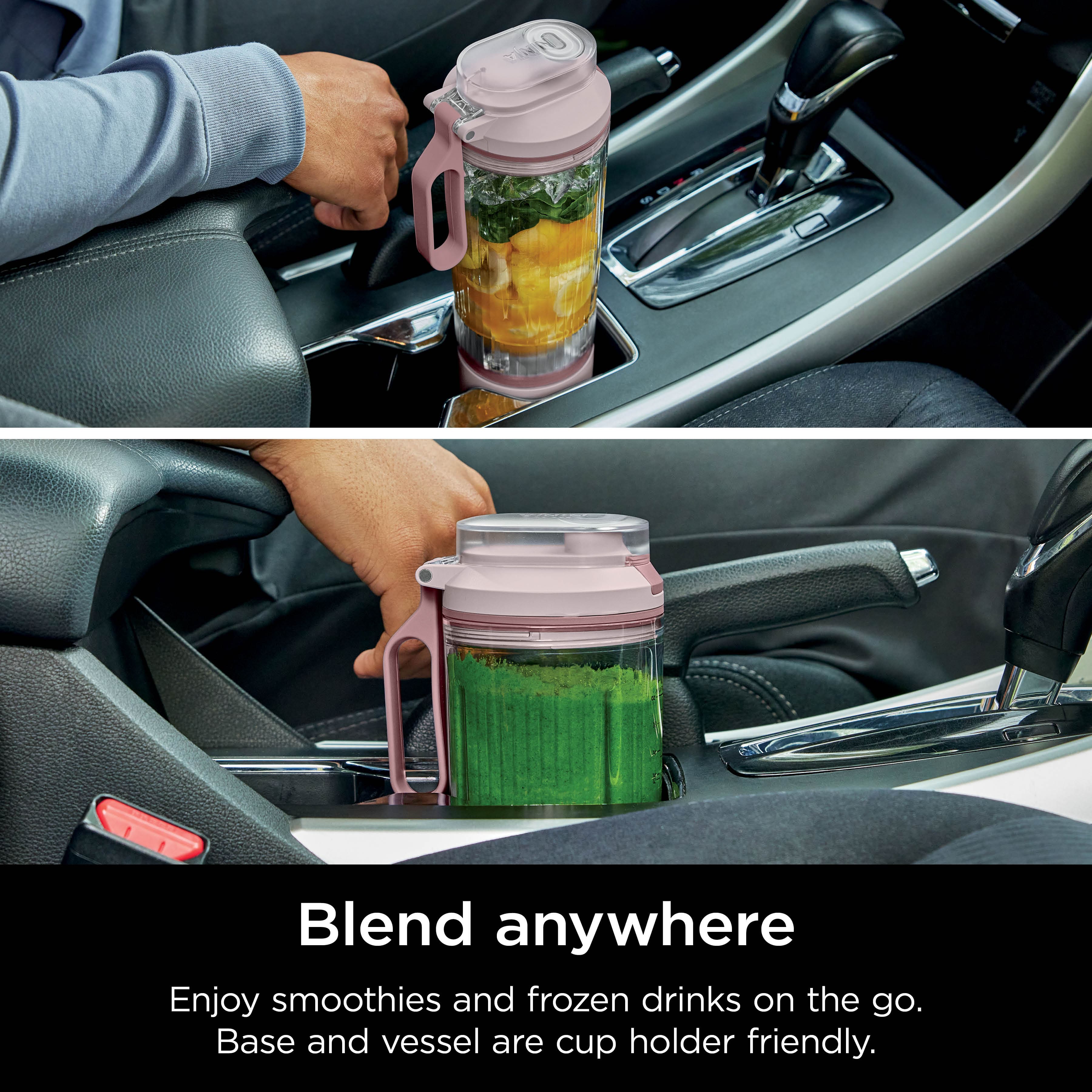 Blend anywhere Enjoy smoothies and frozen drinks on the go. Base and vessel are cup holder friendly.