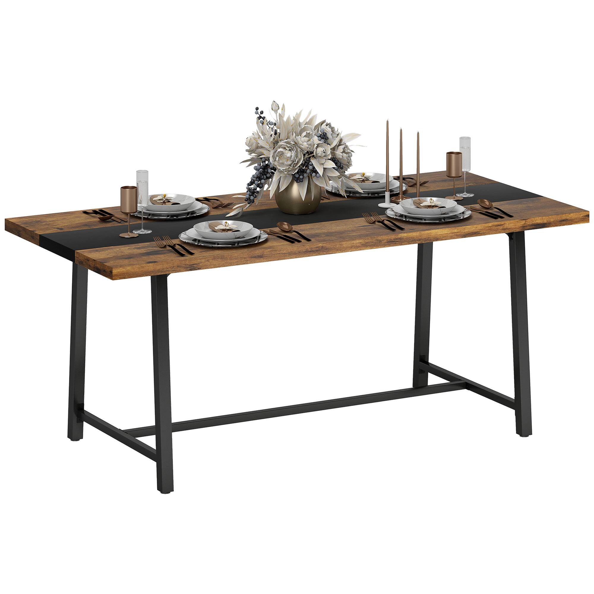 Alt View 1. Homcom - Kitchen Table for 8 People - Rustic Brown.