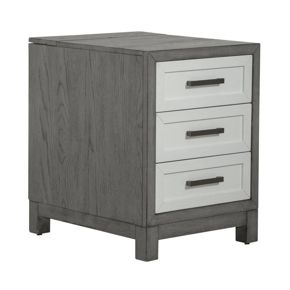 Alt View 2. Liberty Furniture Industries - 3 Drawer Chairside Table Contemporary White in Two-Tone Shell White - White.