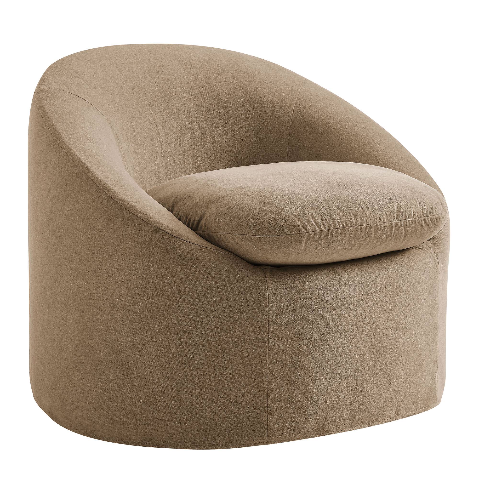 Angle. Modway - Sadie Slipcovered Linen-Blend Round Accent Chair by Modway - Almond.