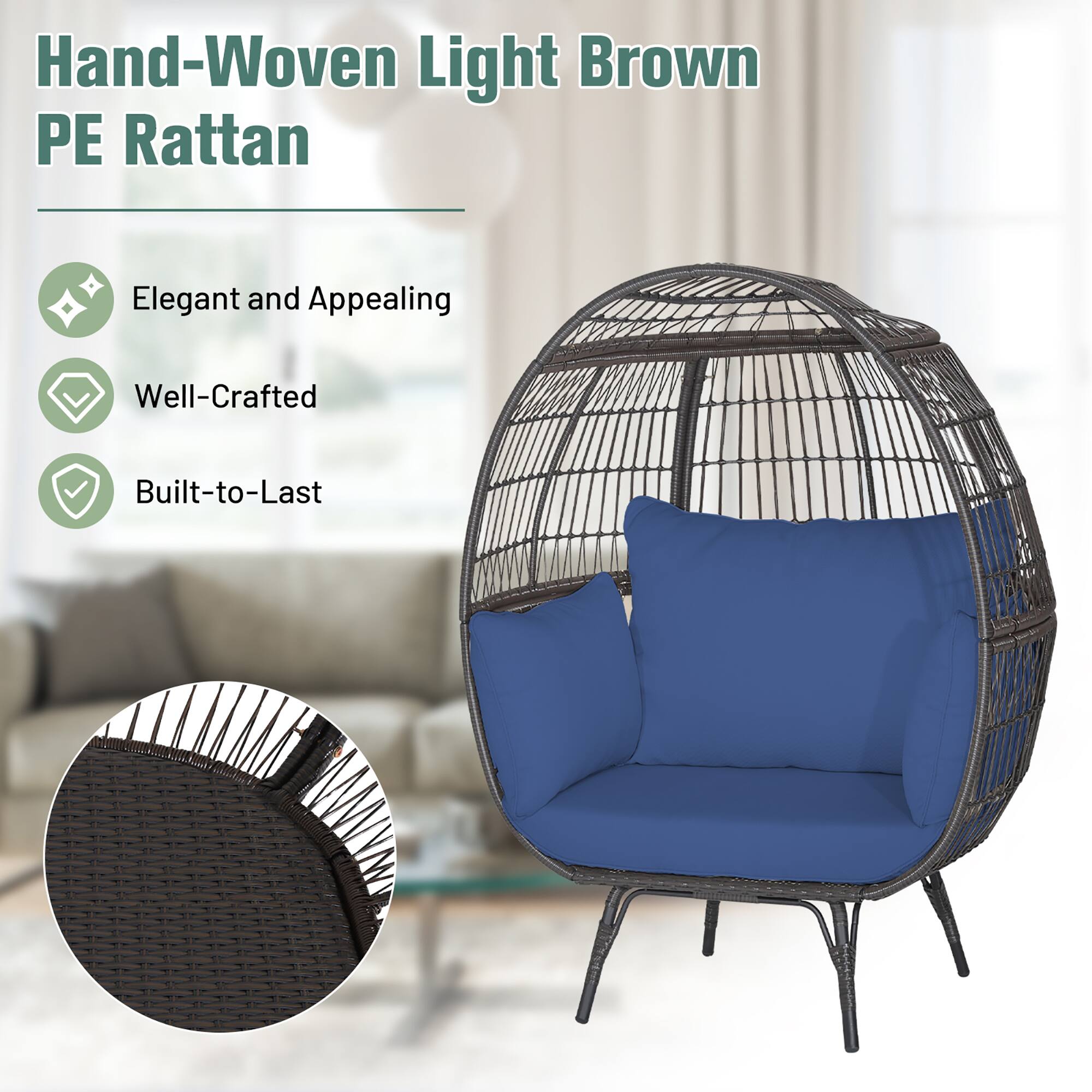 Hand-Woven Light Brown PE Rattan

- Elegant and Appealing
- Well-Crafted
- Built-to-Last