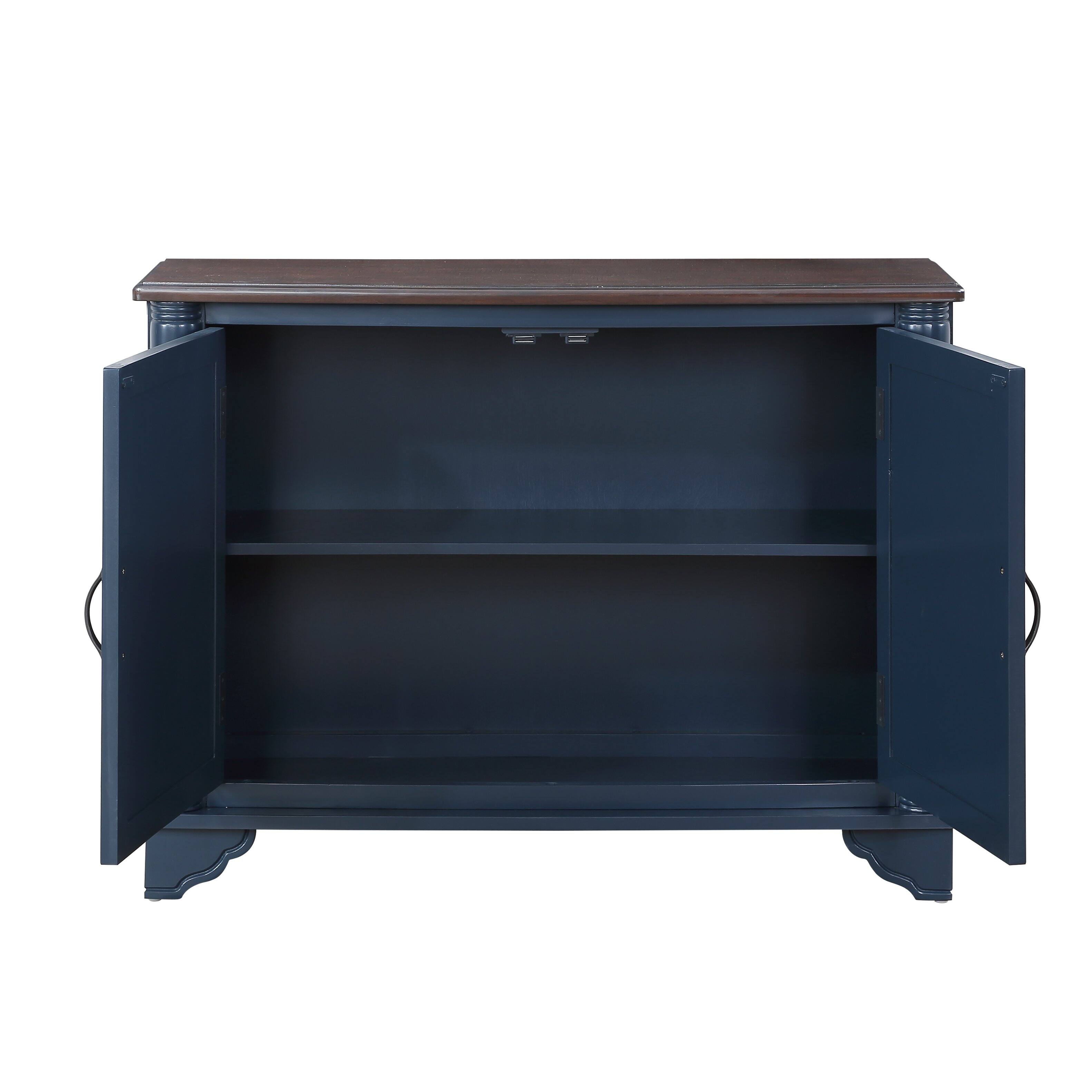 Alt View 6. GOODSILO - Retro Console Table with Adjustable Storage Shelf for Entryway, Living Room, Hallway, and Foyer - Navy Blue.