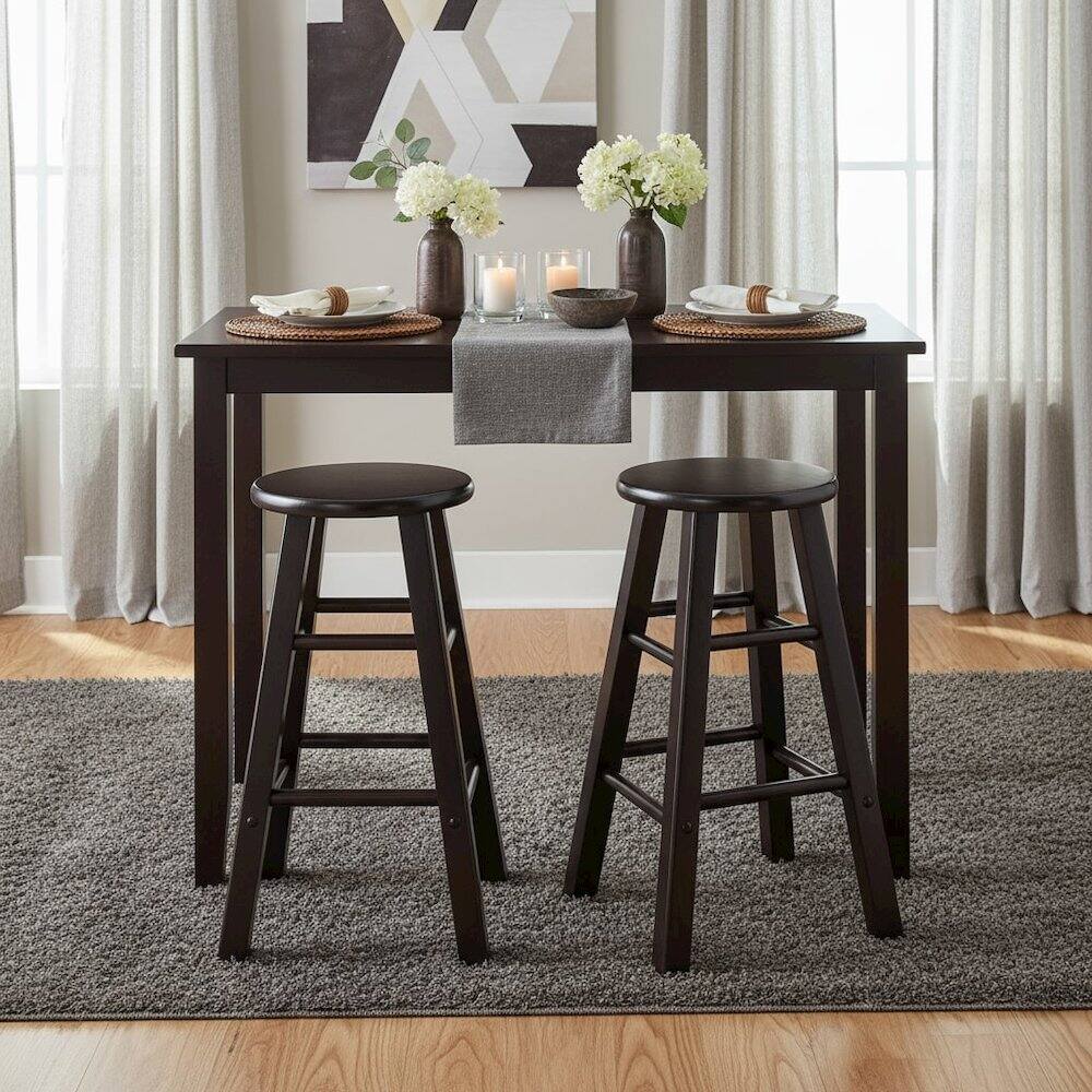 Alt View 2. FurniFact - 2-Piece Counter Stool Set - Espresso.
