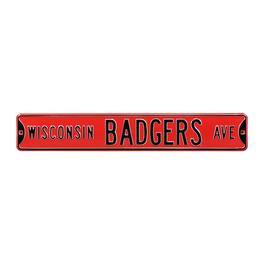 Authentic Street Signs - Wisconsin Badgers 6" x 36" College Ave Team Street Sign - Red