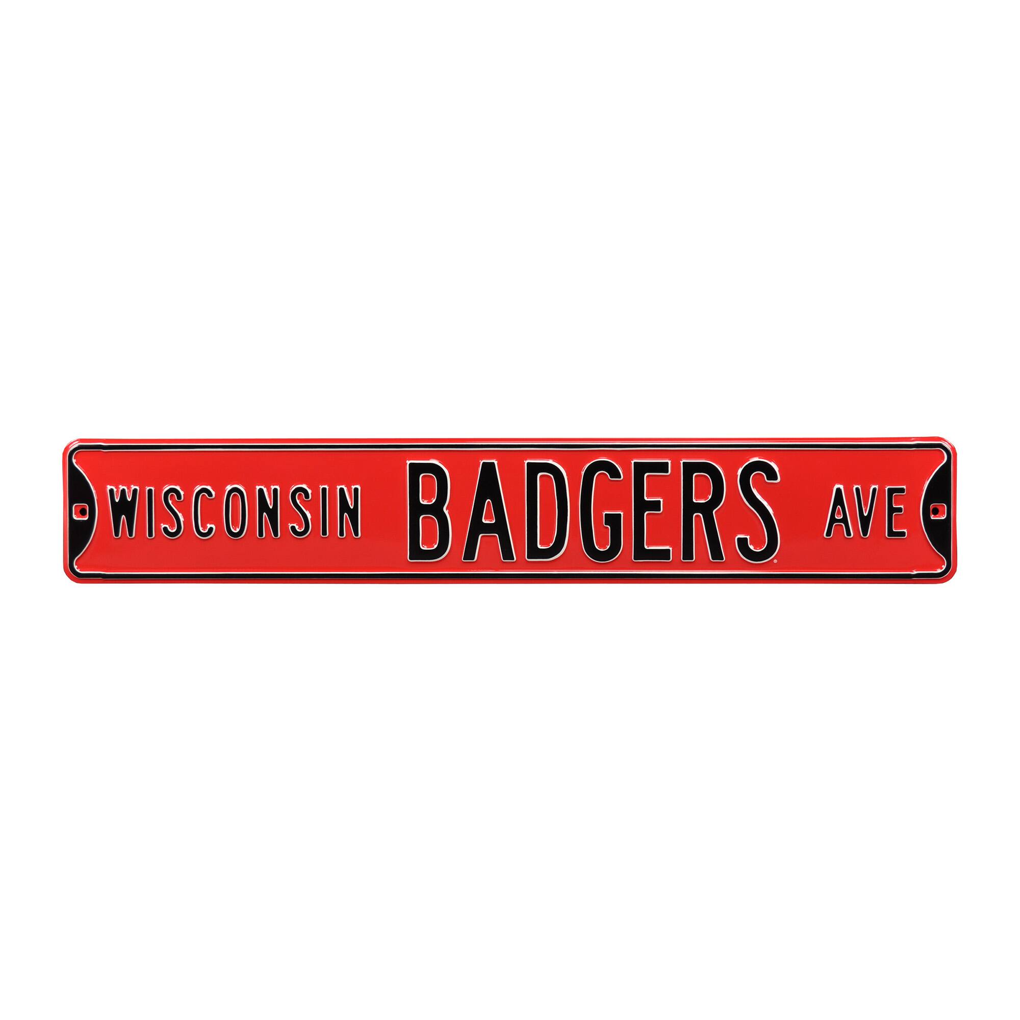 Red Wisconsin Badgers 6" x 36" College Ave Team Street Sign
