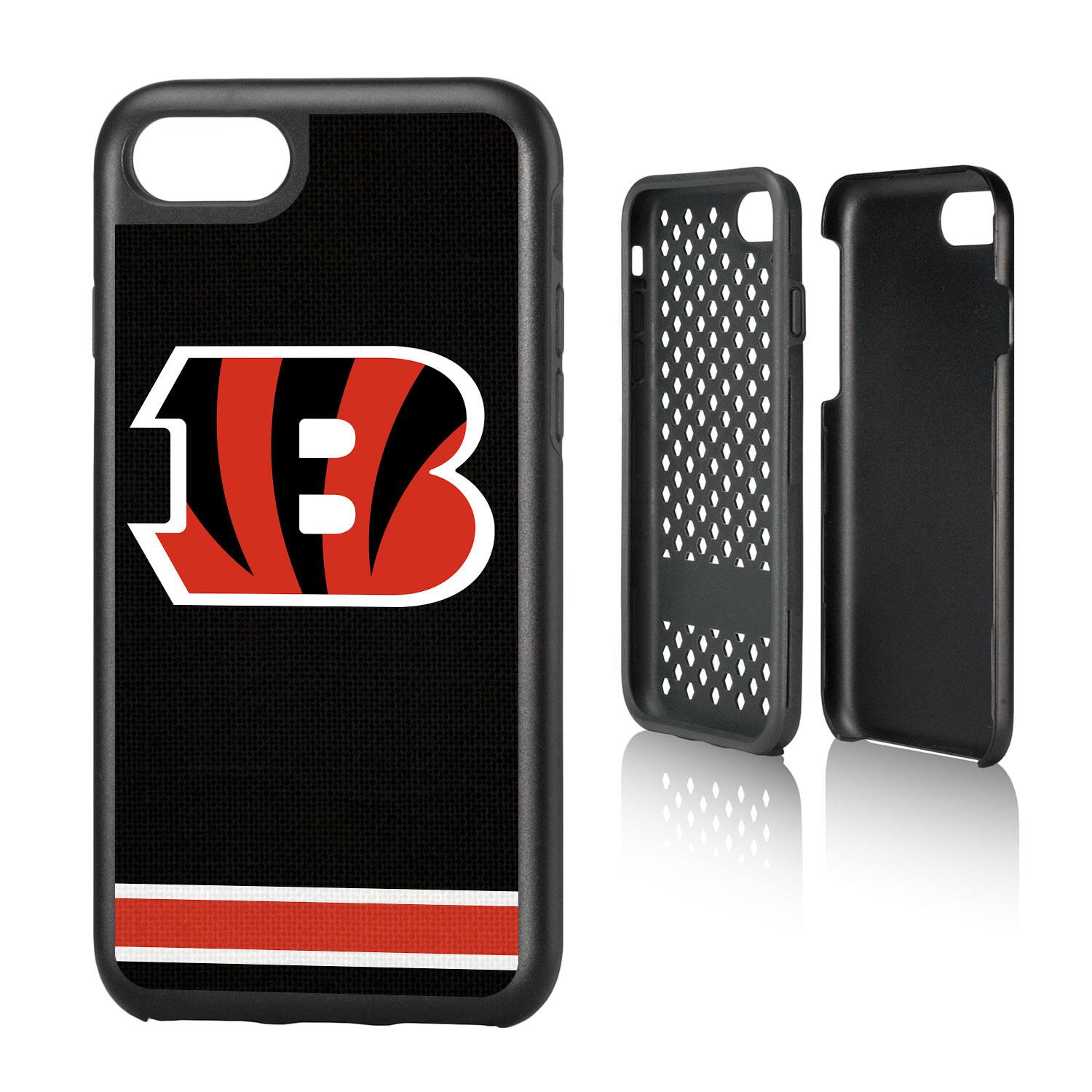 Alt View 3. Keyscaper - Cincinnati Bengals iPhone Rugged Stripe Design Case - 15 Plus - Multicolor.