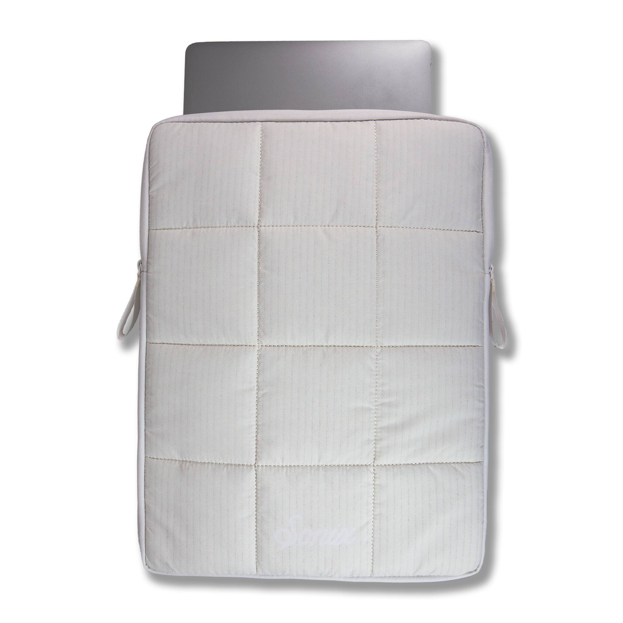 Front. Sonix - Sonix Ivory Corduroy Puffy Laptop Sleeve - Ivory.