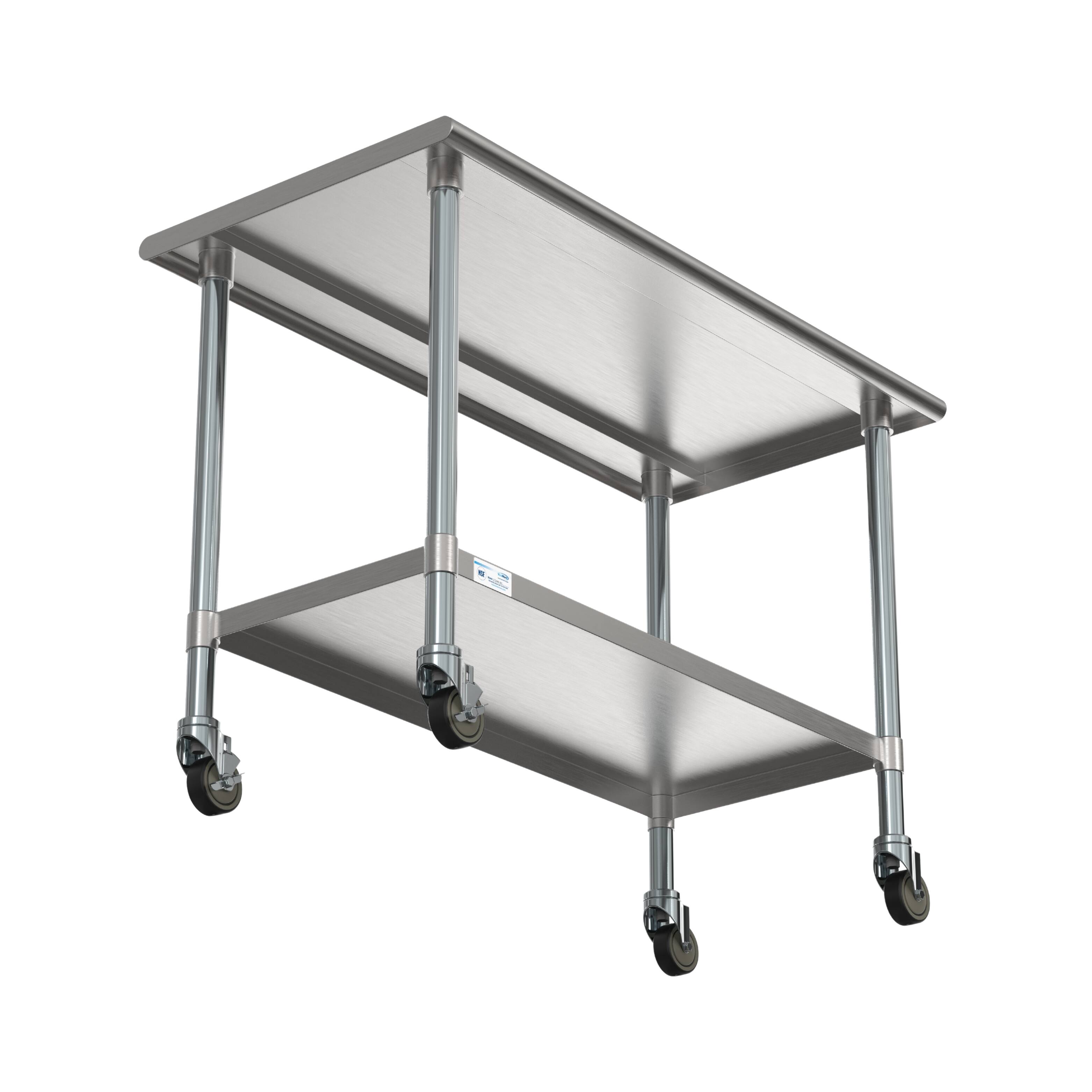 Alt View 4. Koolmore - 24" x 48" 18-Gauge 304 Stainless Steel Commercial Work Table with Casters, CT2448-18C. - Silver.