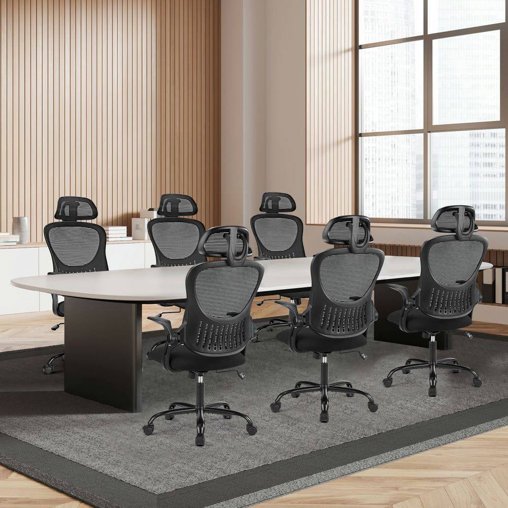 Angle. Kadyn - 20" Ergonomic Mesh Office Chair - High Back Swivel Chair with Headrest & Flip-up Armrests, Black - Black.