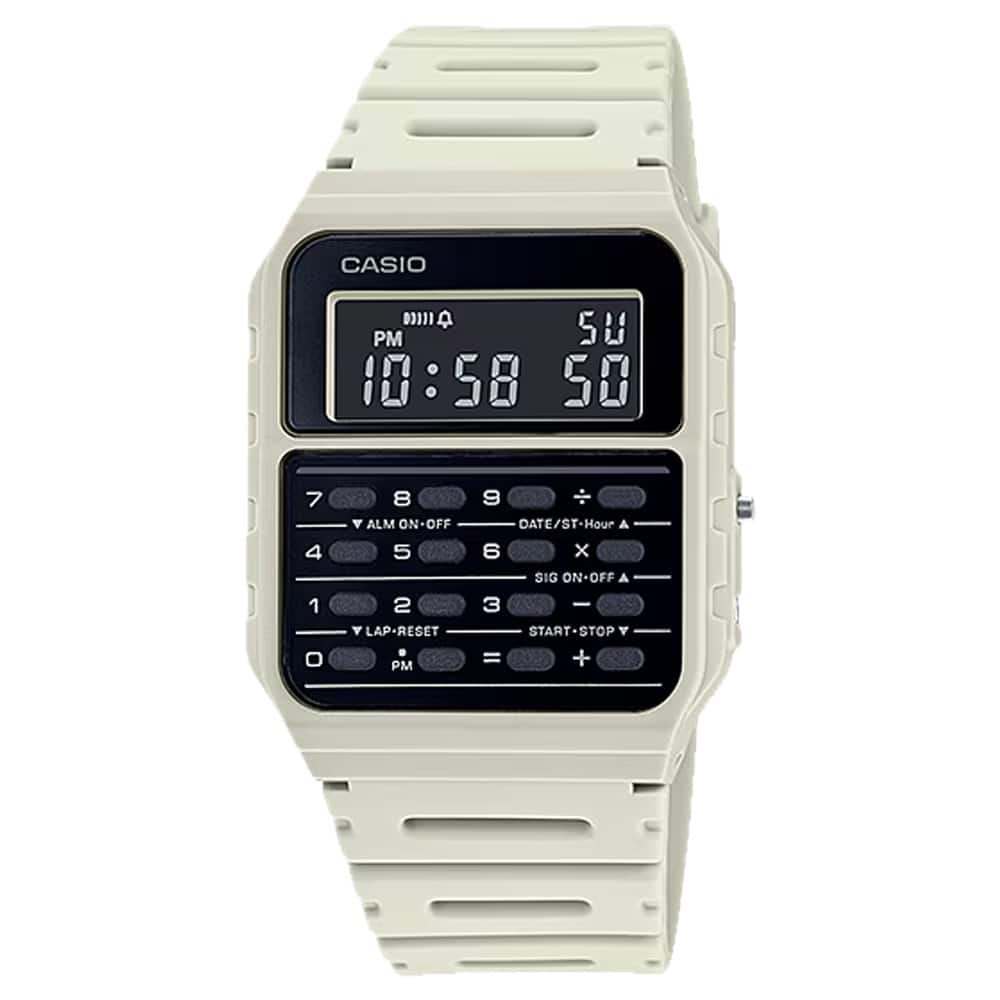 Casio - Men's Vintage Calculator Watch with Band - CA-53WF-8BCF - White