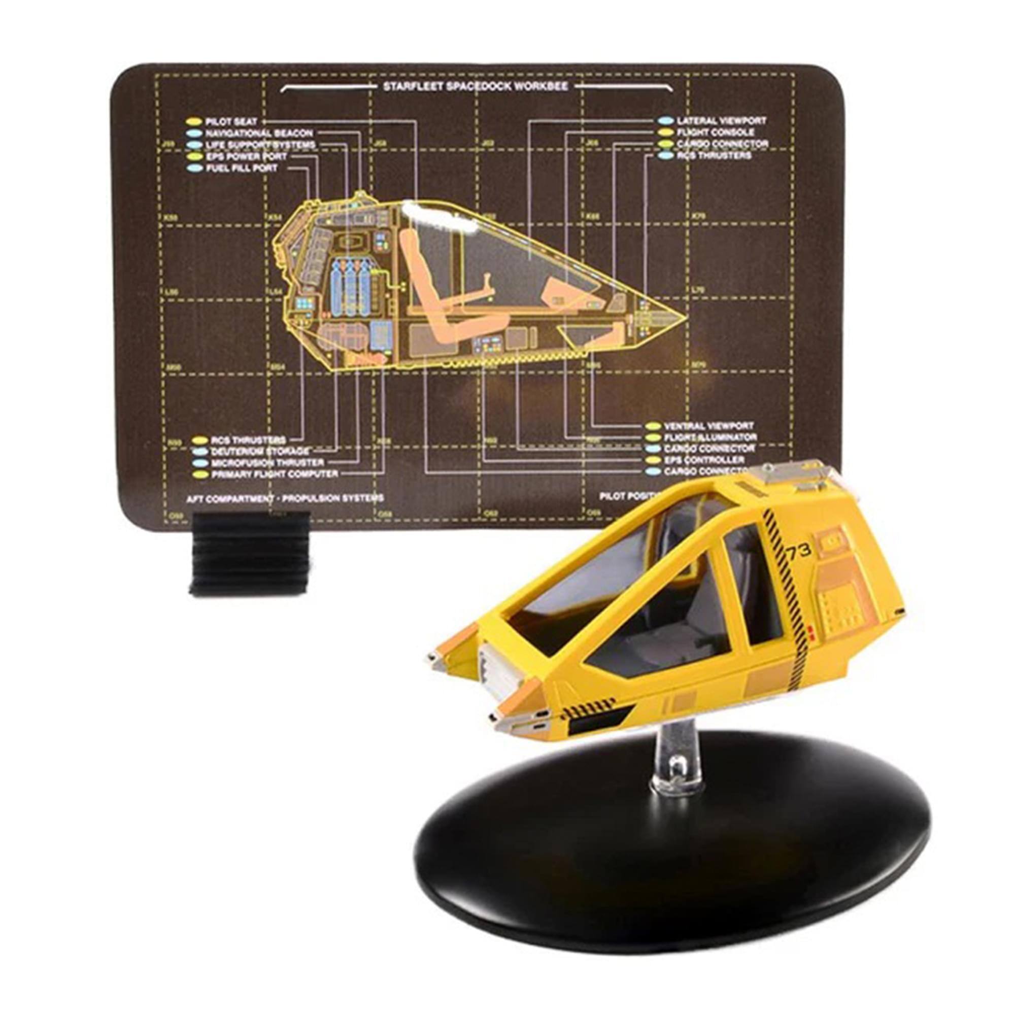 STARFLEET SPACEDOCK WORKBEE  
PILOT SEAT  
NAVIGATIONAL BEACON  
LIFE SUPPORT  
EPS POWER PORT  
FUEL FILL PORT  
LATERAL VIEWPORT  
FLIGHT CONSOLE  
CARDO CONNECTOR  
ROS THRUSTERS  
ACS THRUSTERS  
DEUTERON STORAGE  
MICROPULSE THRUSTER  
PRIMARY FLIGHT COMPUTER  
VENTRAL VIEWPORT  
FLIORE LLUMINATOR  
CANGO CONNECTOR  
EPS CONTROLLER  
CANGO CONNECTOR  
AFT COMPARTMENT  
PROPULSION SYSTEMS  
PILOT POSIT 73