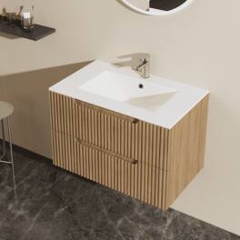 30" Wall-Mounted Floating Bathroom Vanity Cabinet - Soft-Close System, 2 Extra Big Drawers, Sink Not Included, Walnut