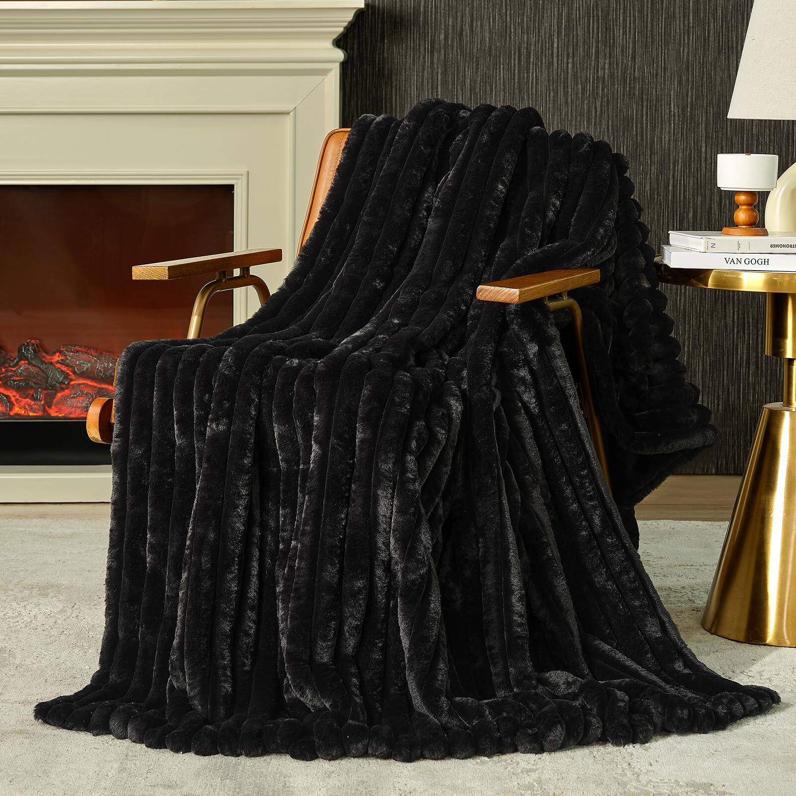 Striped Black Throw(55" x 70")