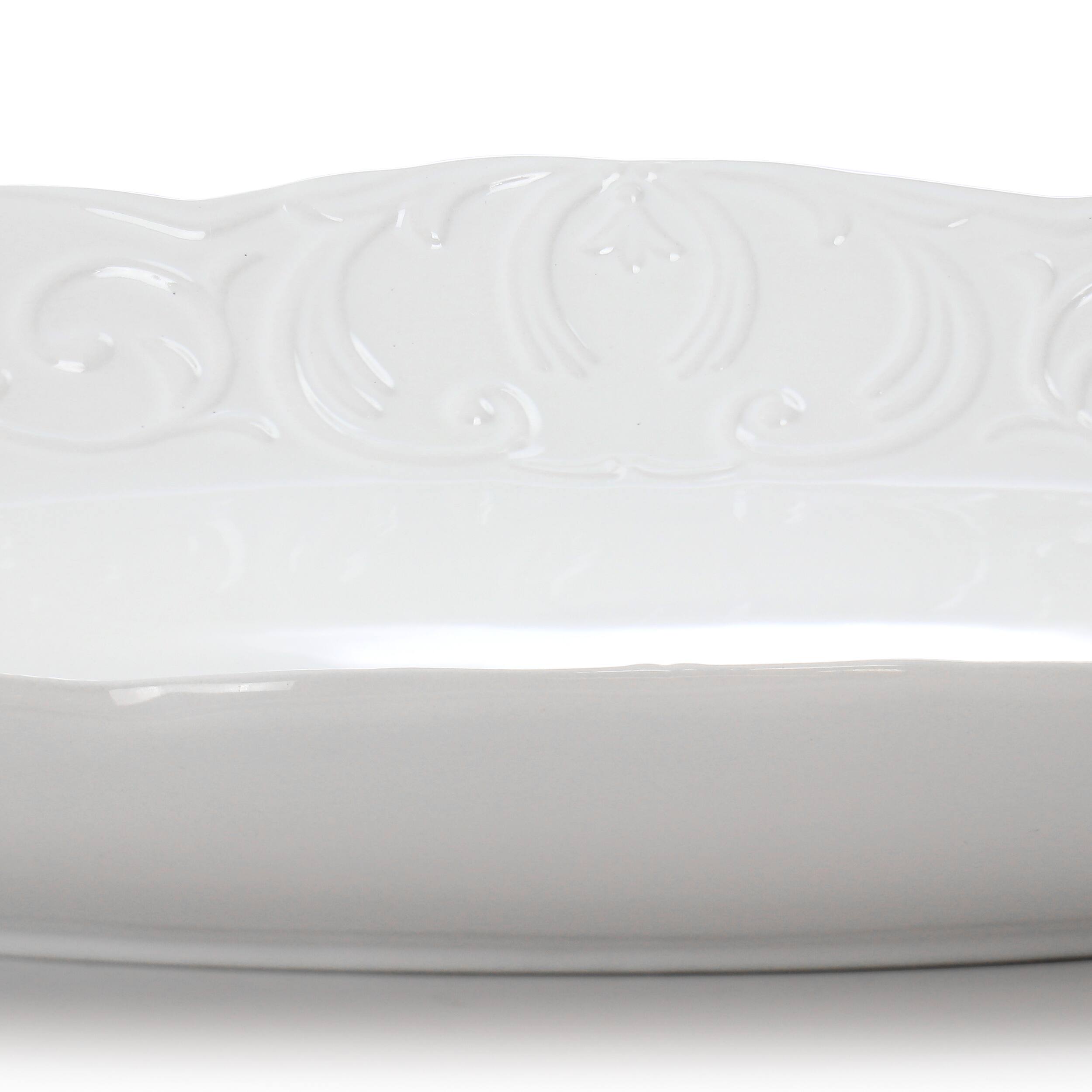 Alt View 4. Gibson - Gibson Home Bountiful Joy 18.75 x 14 Inch Durastone Oval Platter in White - White.