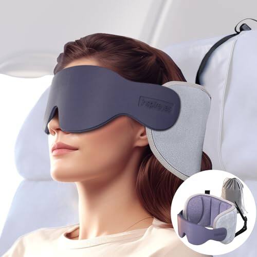 Front. Pacoar Cade - Travel Pillows For Airplanes Accessories Long Flight 360° Head Support Soft Airplane Pillow With Eye Mask Sleeping Stop - Grey.