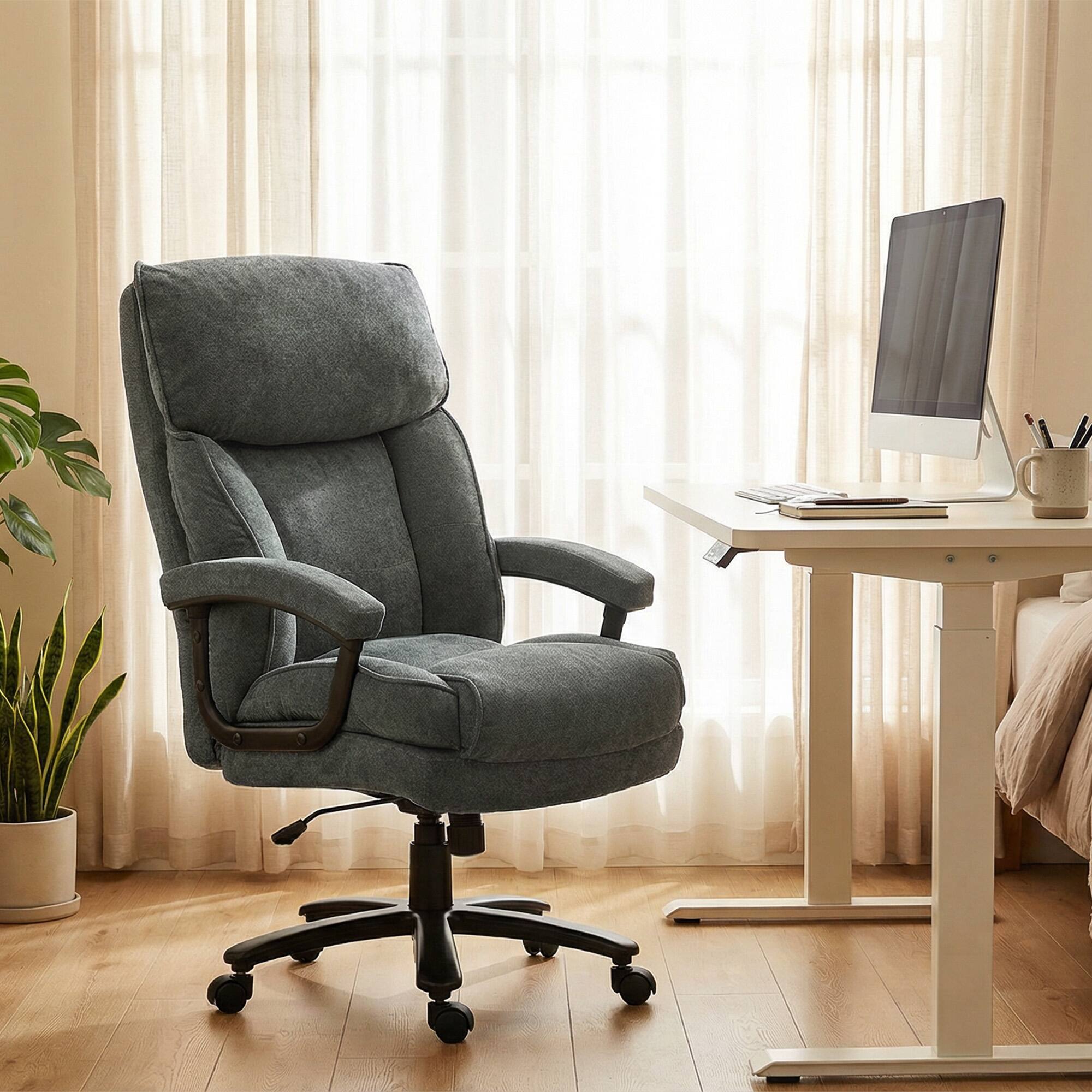Alt View 8. Homcom - and Tall Executive Office Chair, Up to 450 lbs. Heavy Duty Desk Chair - Gray.