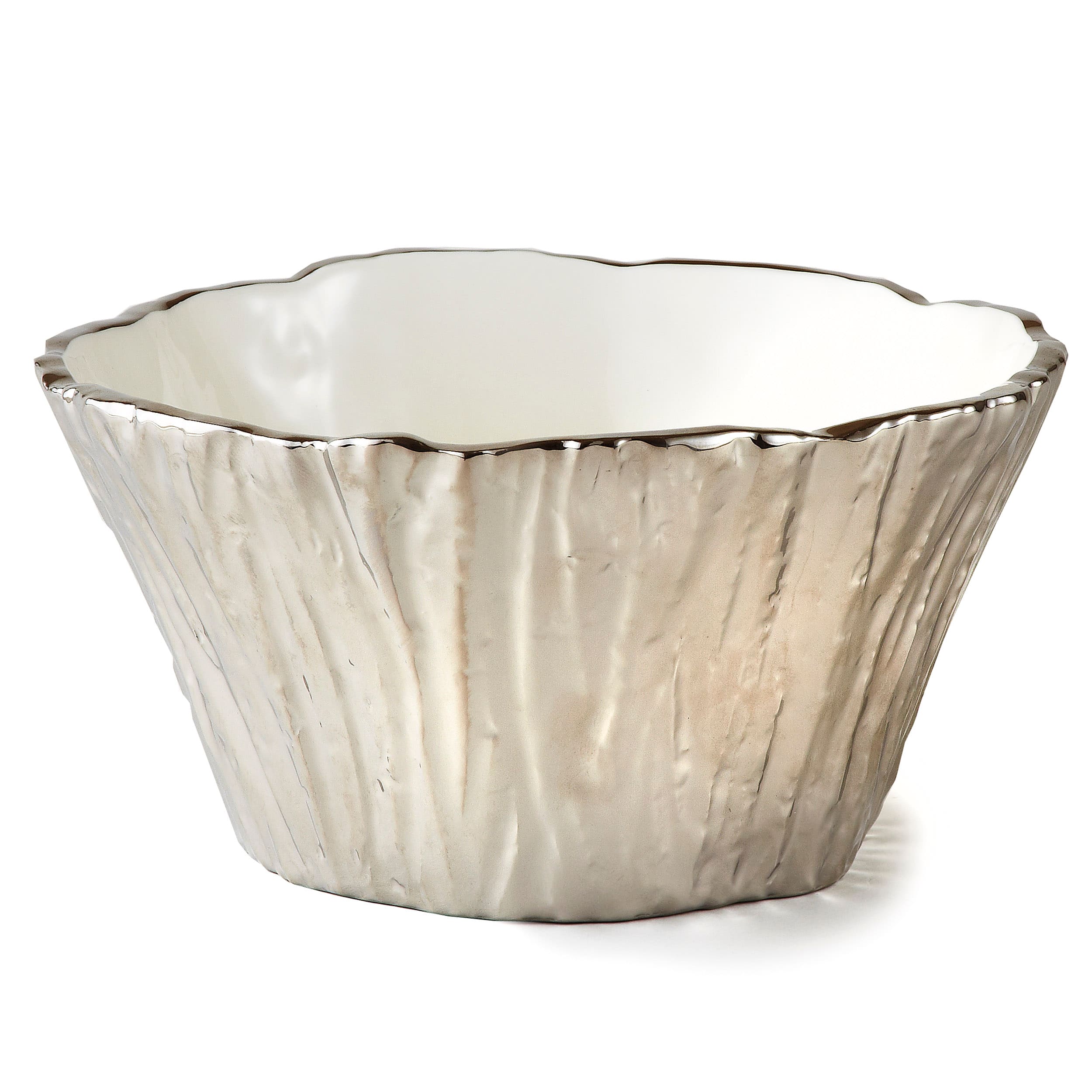 "Jiallo - Botanic Collection Titanium Porcelain tree bark bowl 8"" Silver - Color: silver" price history on PriceWatchPro