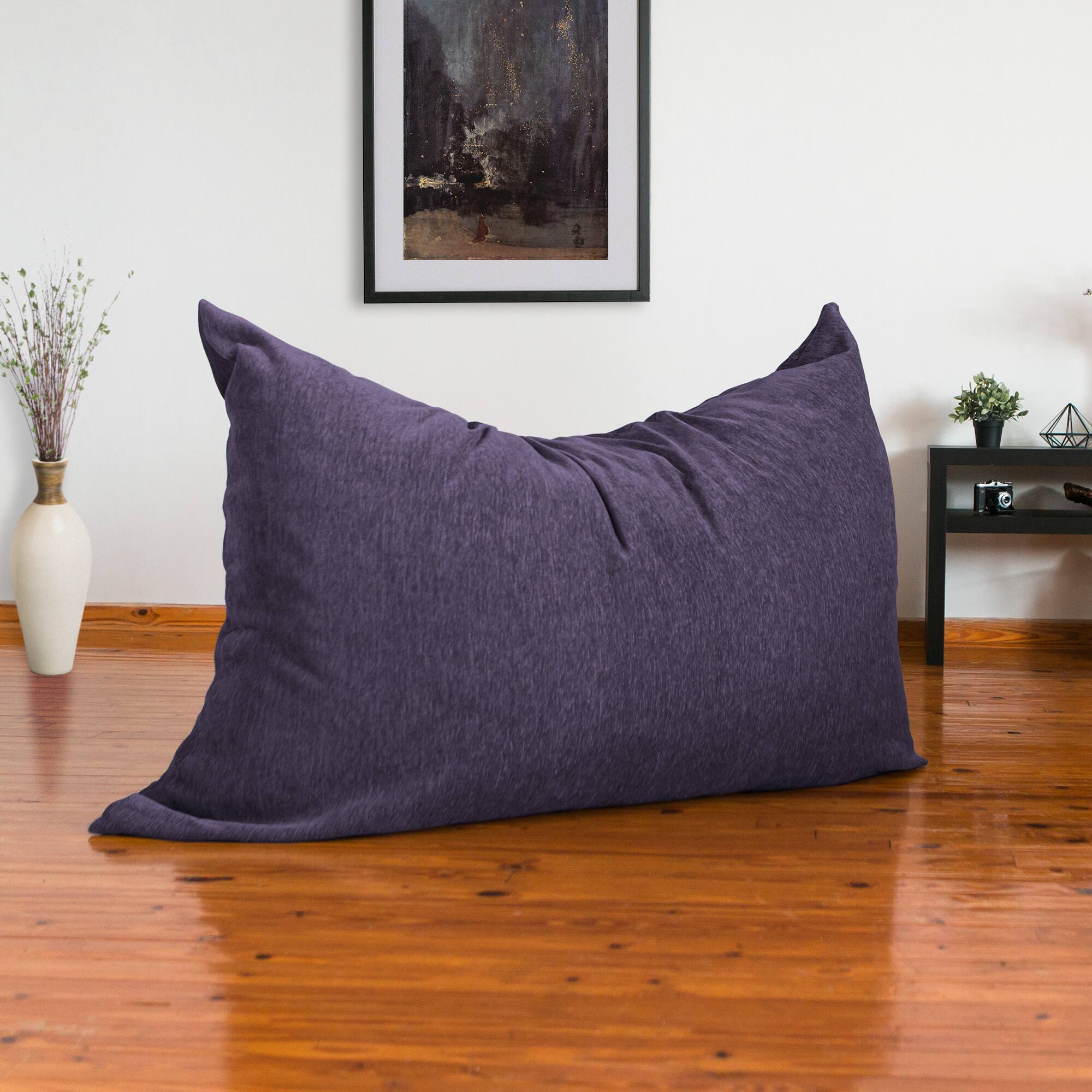 Alt View 1. Jaxx - Jaxx 5.5 ft Pillow Saxx Foam Bean Bag Pillow, Premium Chenille Cover, Plum - Premium Chenille - Plum.