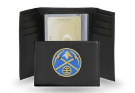 Rico Industries - Denver Nuggets NBA Embroidered Black Leather Trifold Wallet - Multi